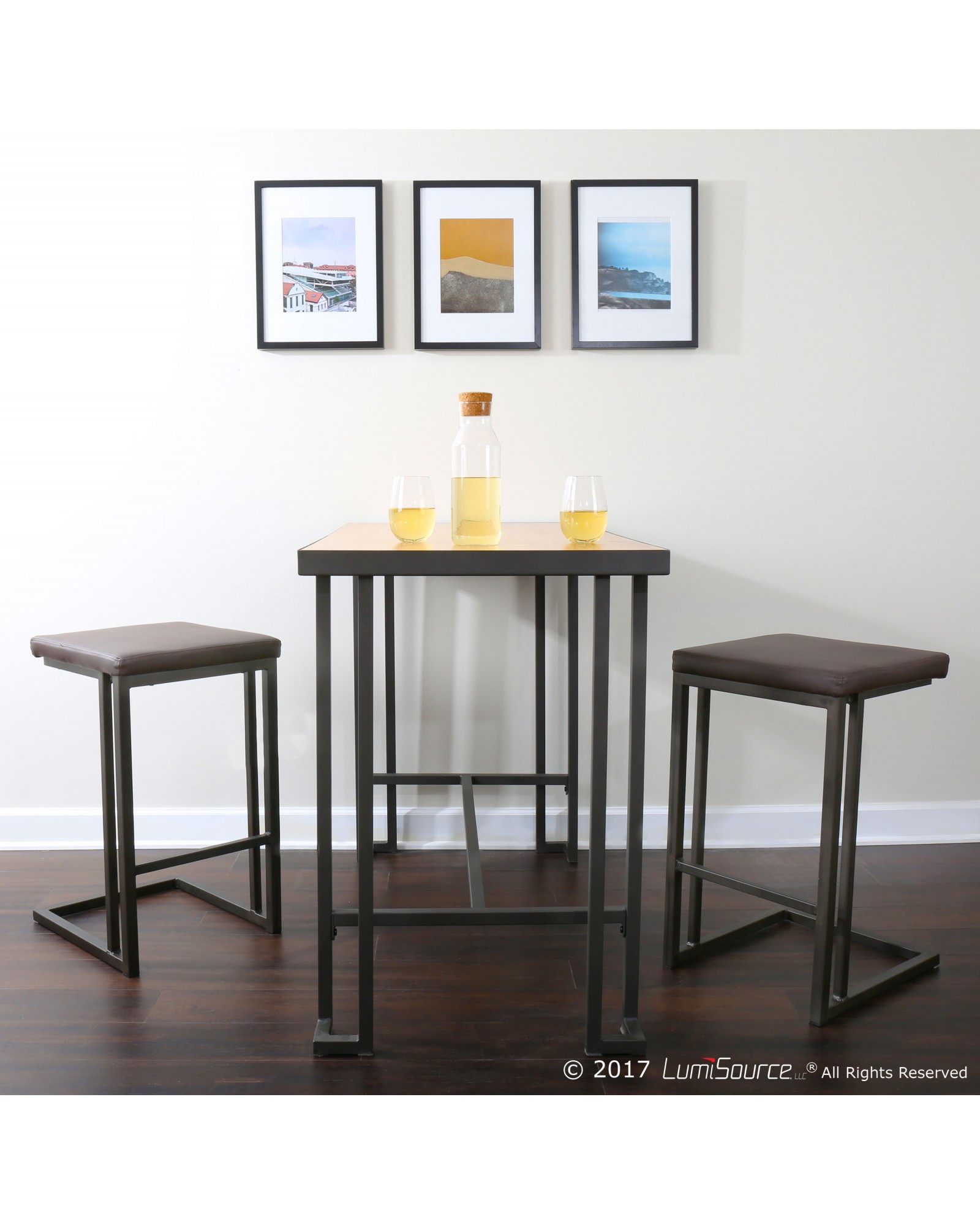 Roman Industrial Counter Table in Grey and Natural