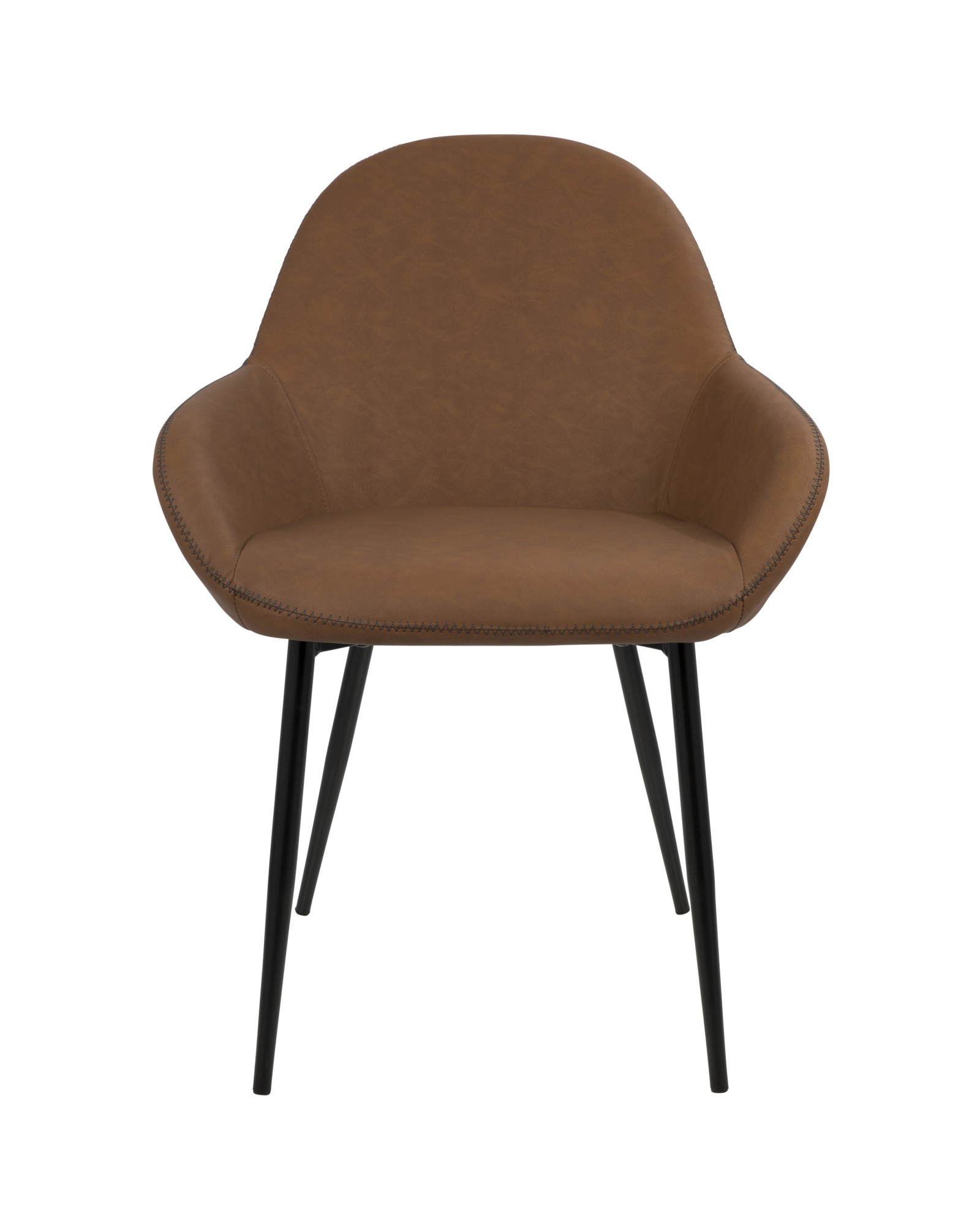 Clubhouse Contemporary Dining Chair in Black with Brown Vintage Faux Leather - Set of 2