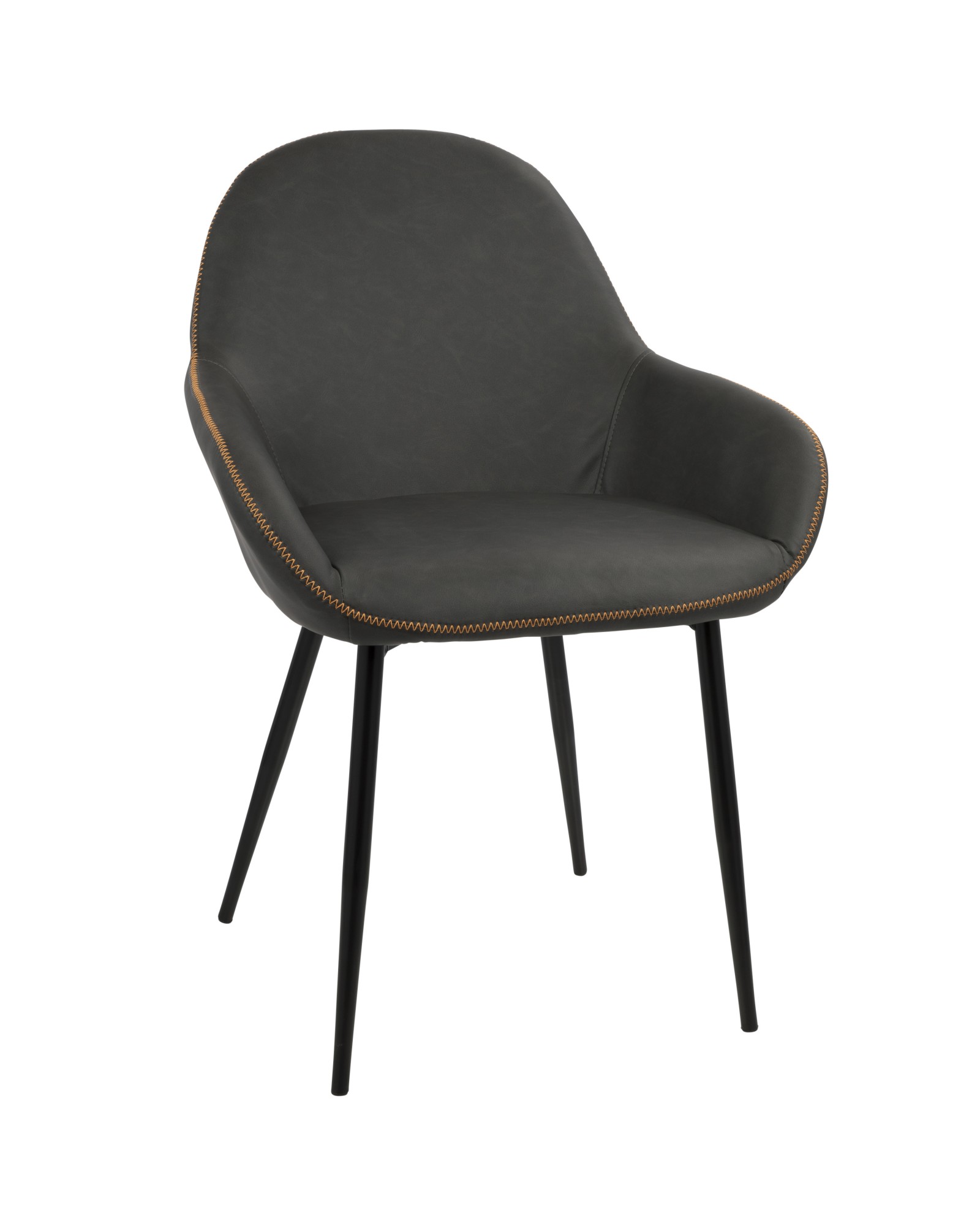 Clubhouse Contemporary Dining Chair in Black with Grey Vintage Faux Leather - Set of 2