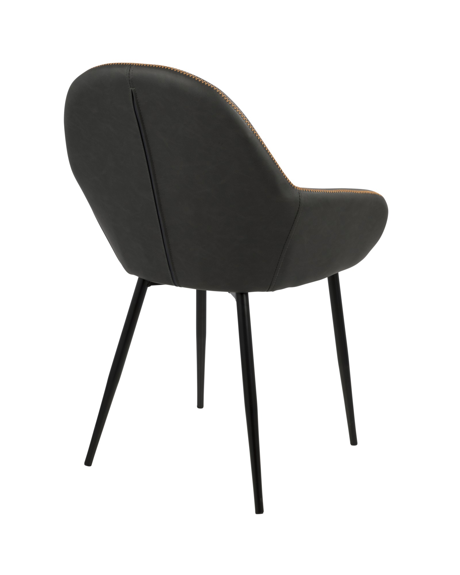 Clubhouse Contemporary Dining Chair in Black with Grey Vintage Faux Leather - Set of 2