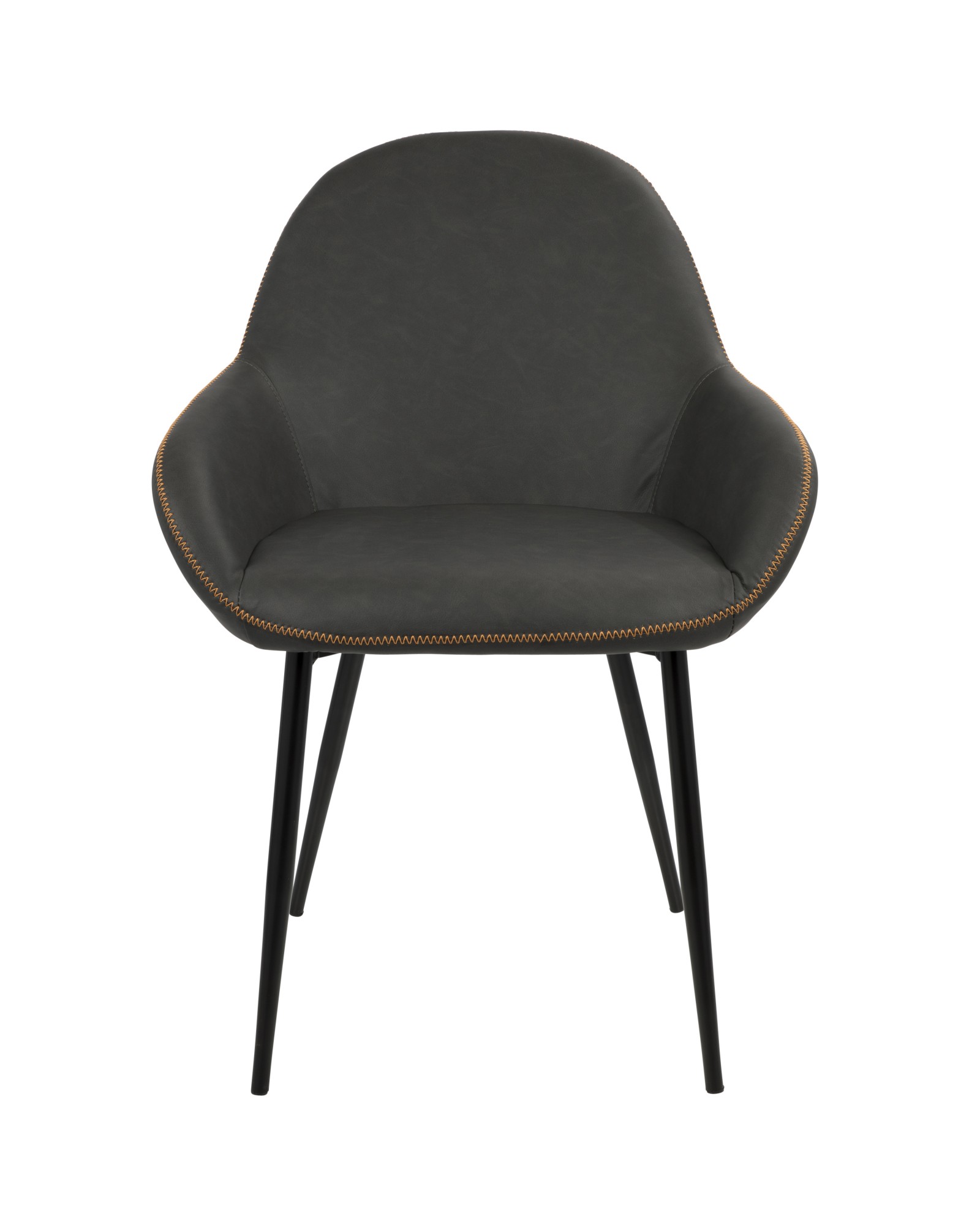 Clubhouse Contemporary Dining Chair in Black with Grey Vintage Faux Leather - Set of 2
