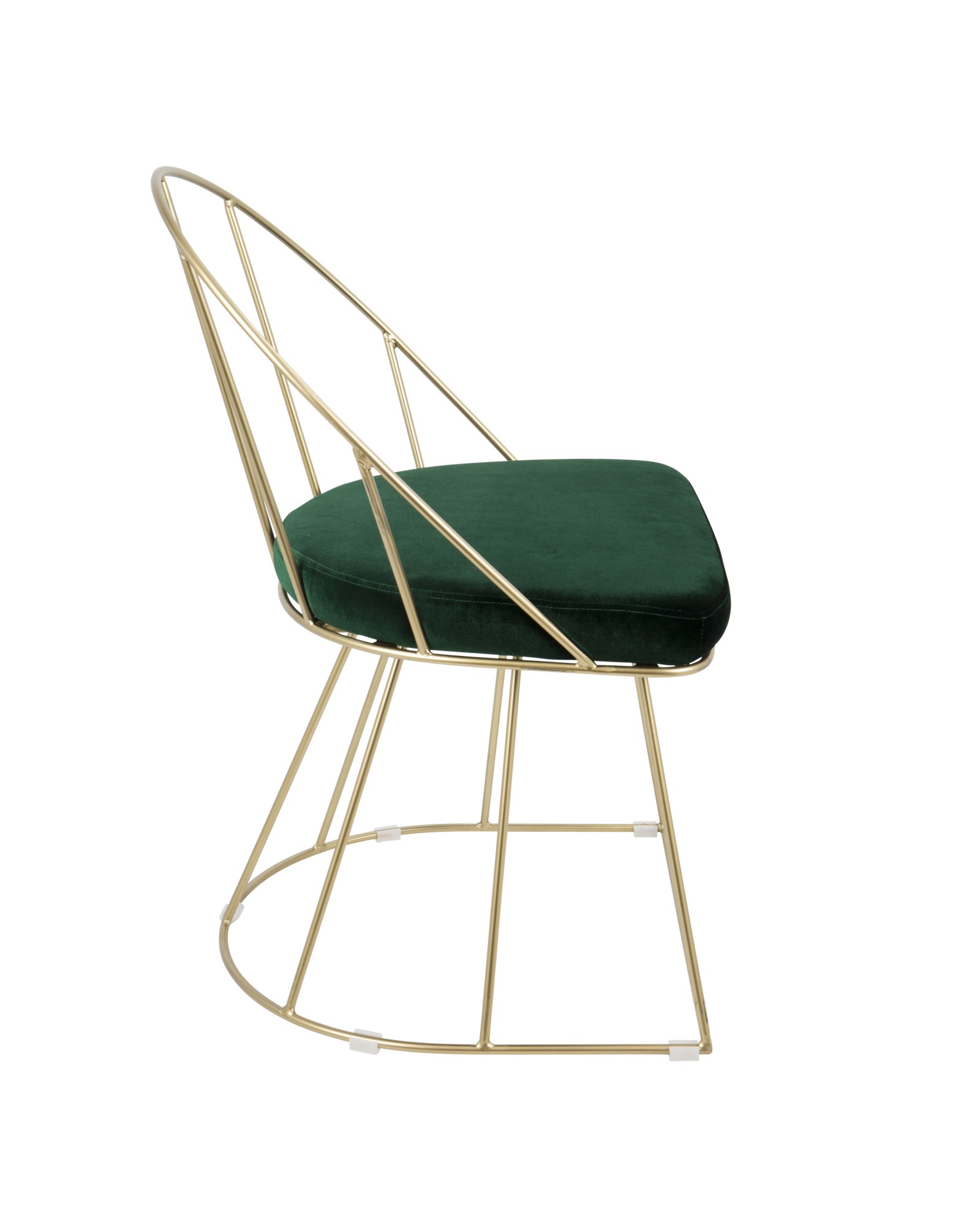 Canary Contemporary-Glam Dining/Accent Chair in Gold and Green Velvet - Set of 2