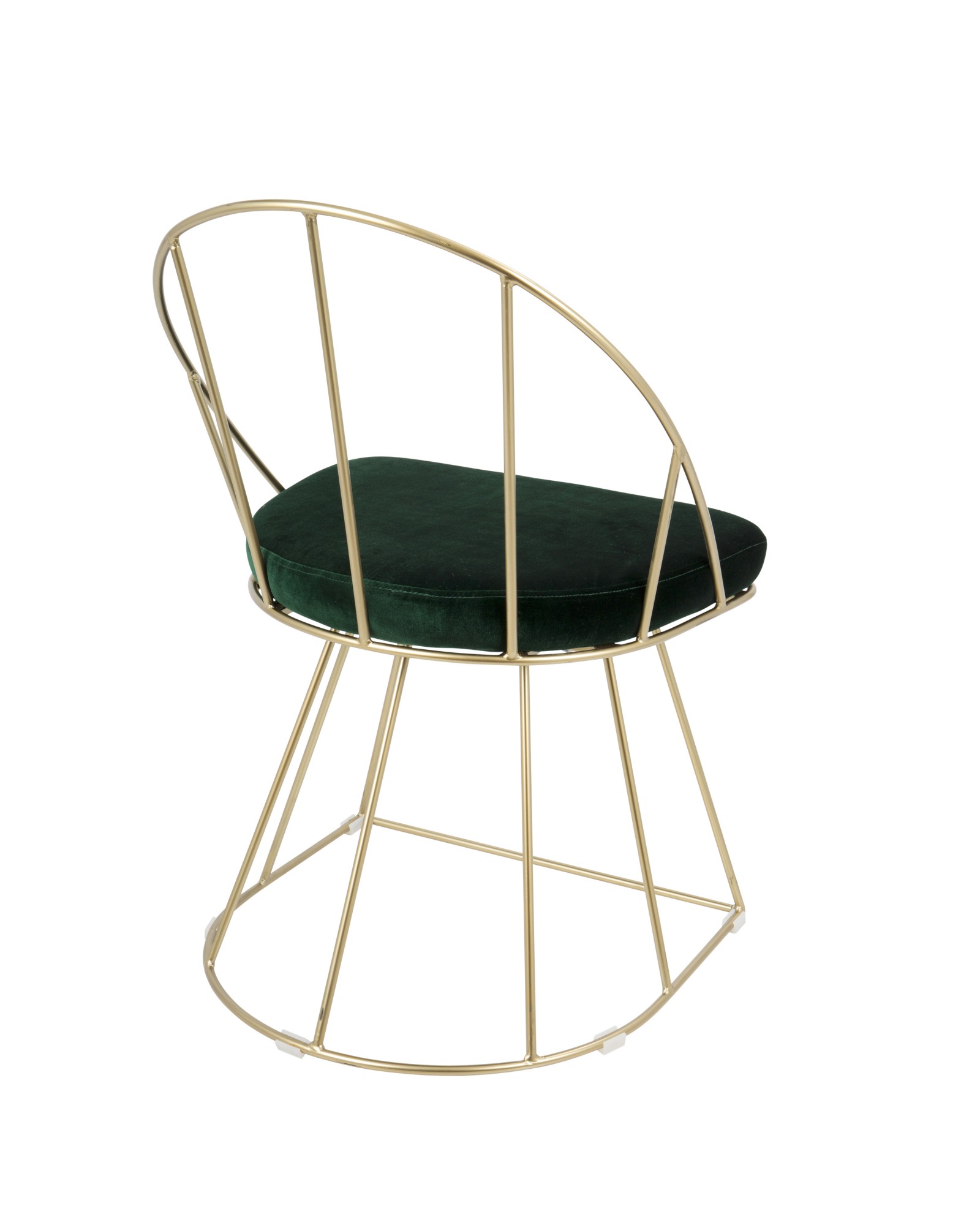 Canary Contemporary-Glam Dining/Accent Chair in Gold and Green Velvet - Set of 2