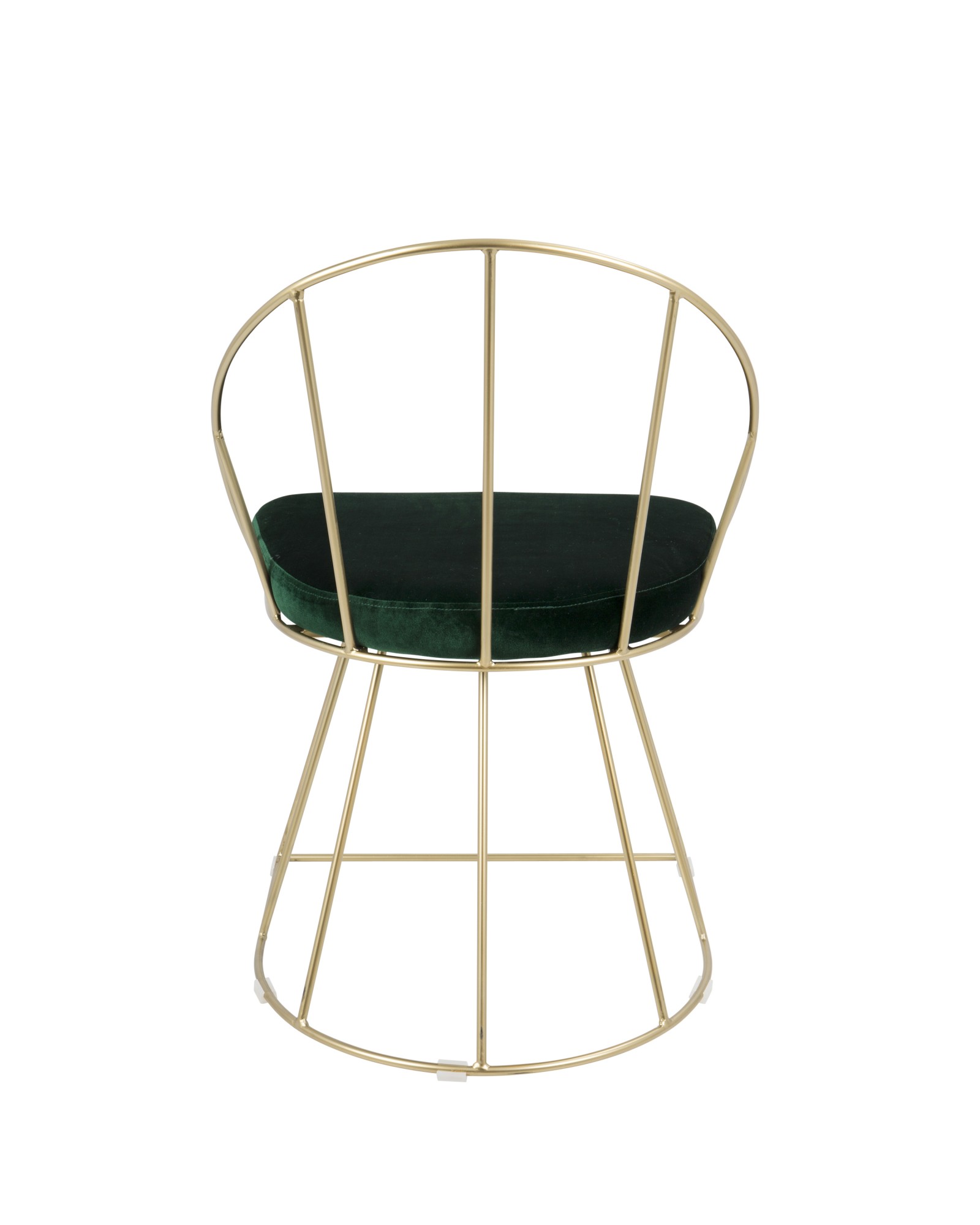 Canary Contemporary-Glam Dining/Accent Chair in Gold and Green Velvet - Set of 2