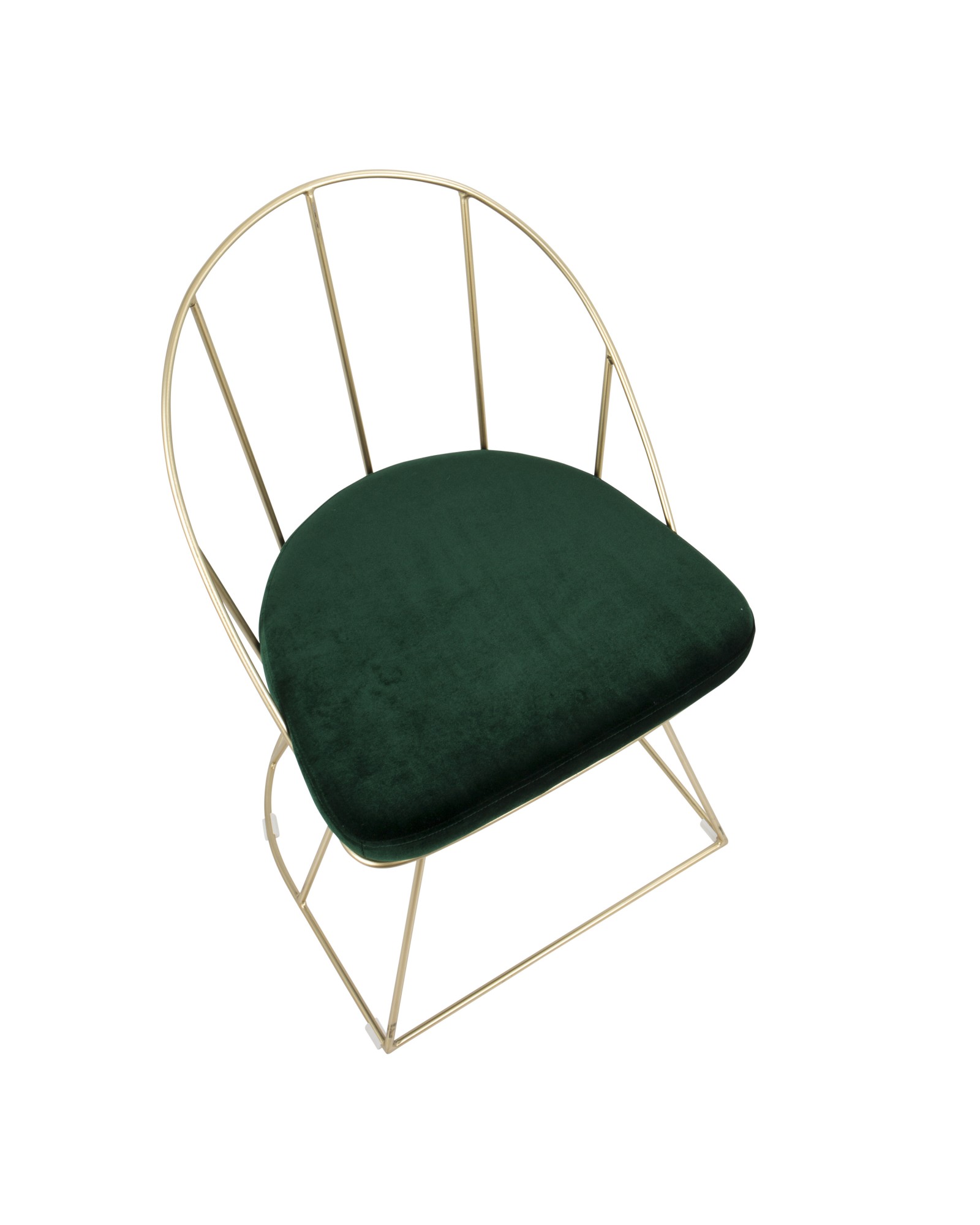 Canary Contemporary-Glam Dining/Accent Chair in Gold and Green Velvet - Set of 2