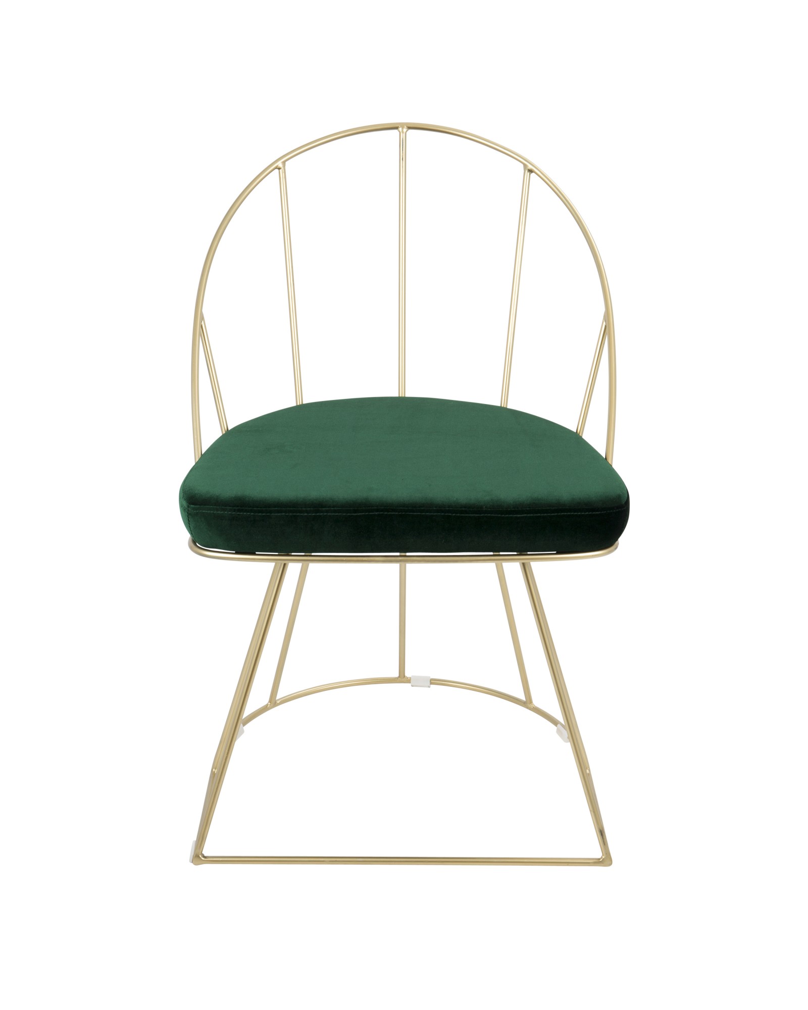 Canary Contemporary-Glam Dining/Accent Chair in Gold and Green Velvet - Set of 2