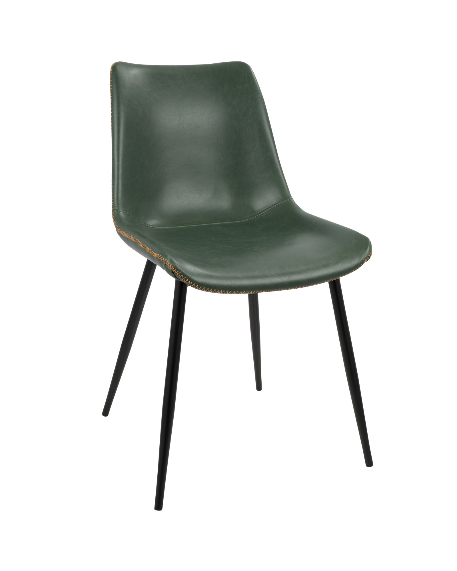 Durango Contemporary Dining Chair in Black with Green Vintage Faux Leather - Set of 2