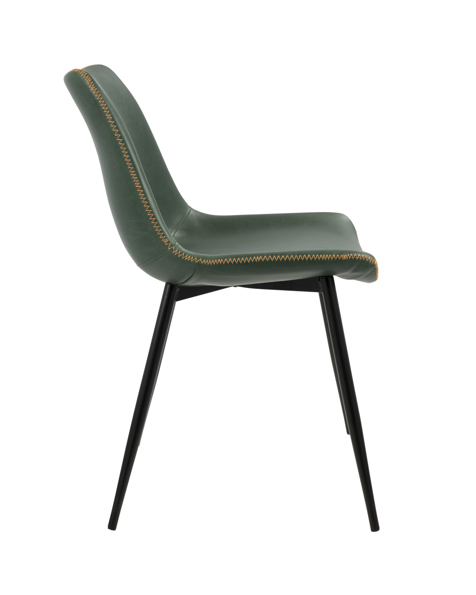 Durango Contemporary Dining Chair in Black with Green Vintage Faux Leather - Set of 2