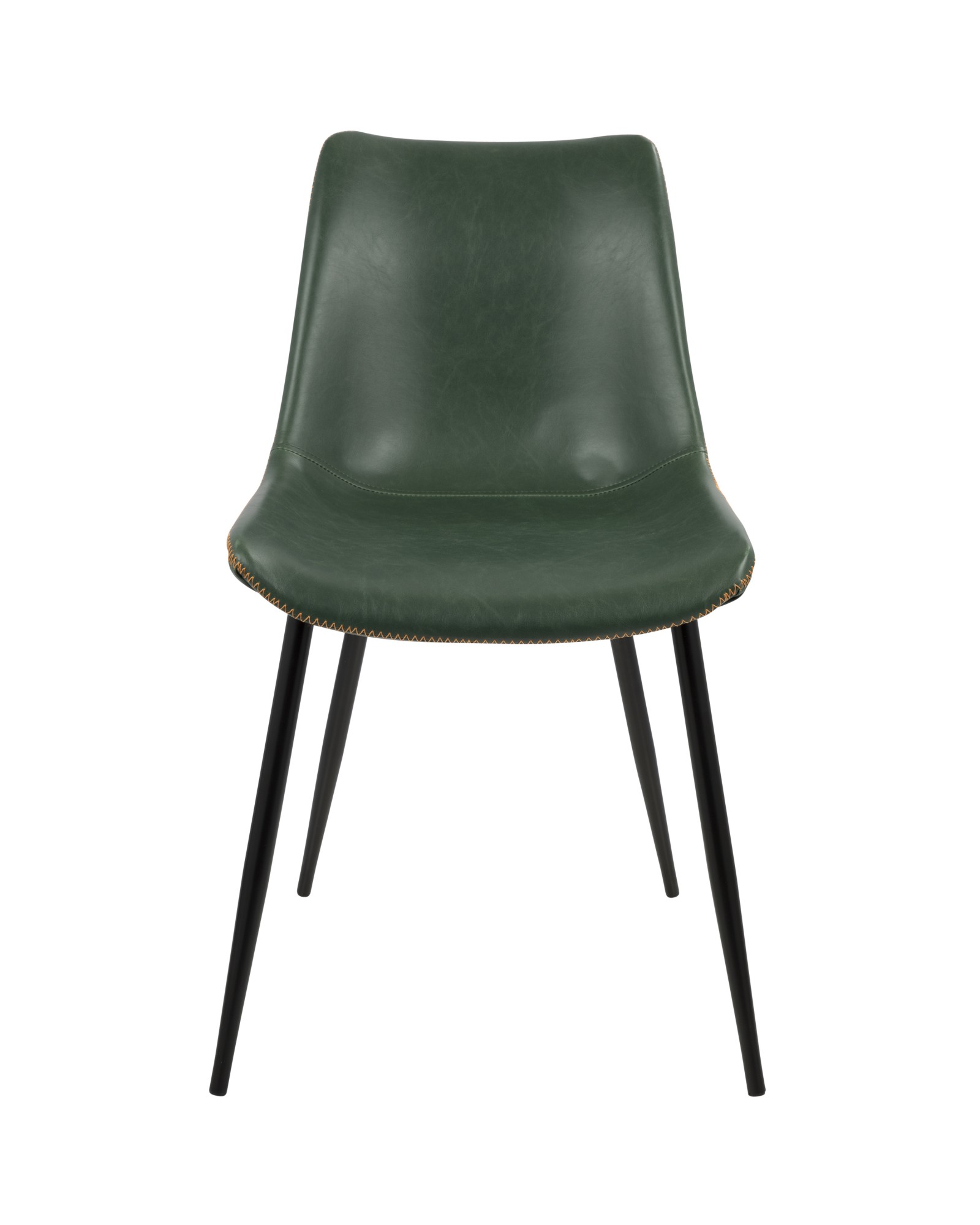 Durango Contemporary Dining Chair in Black with Green Vintage Faux Leather - Set of 2