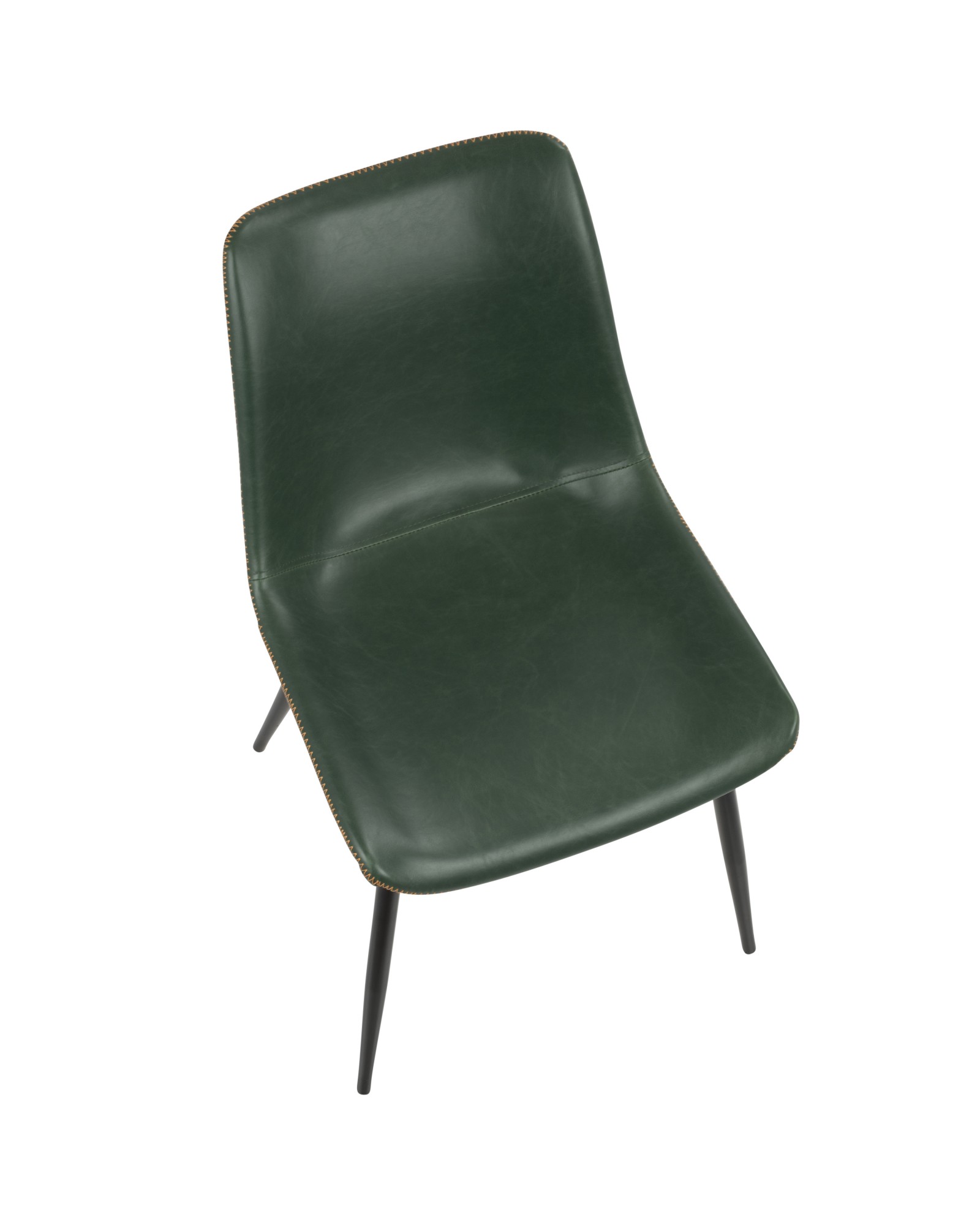 Durango Contemporary Dining Chair in Black with Green Vintage Faux Leather - Set of 2