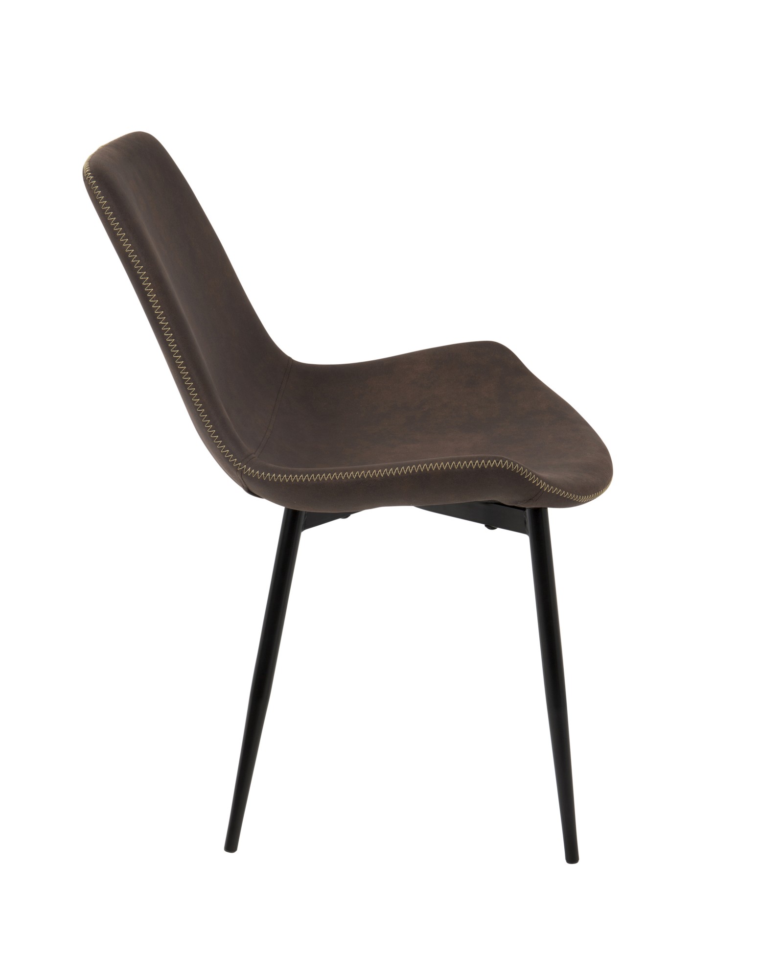 Duke Industrial Dining Chair in Black and Espresso Fabric - Set of 2