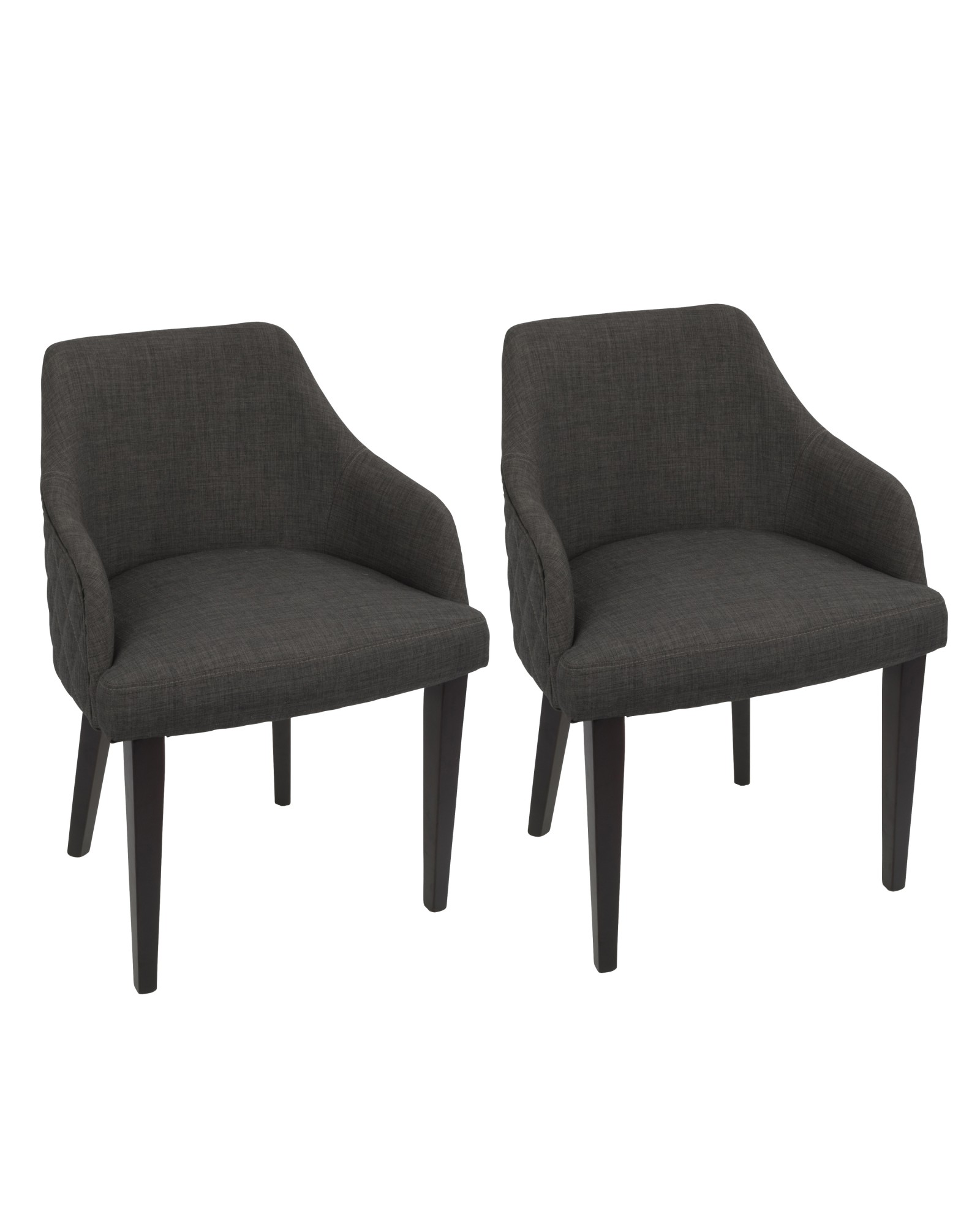 Elliott Contemporary Dining Chair in Espresso with Charcoal Fabric - Set of 2