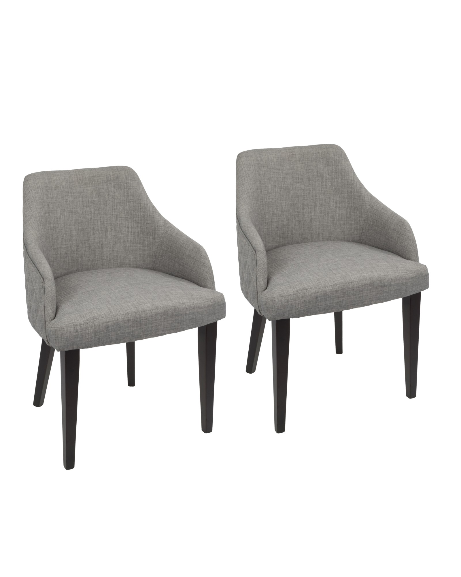 Elliott Contemporary Dining Chair in Espresso with Grey Fabric - Set of 2