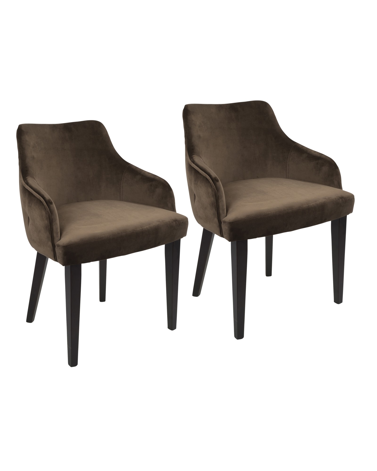 Eliza Contemporary Dining Chair in Espresso with Brown Velvet - Set of 2