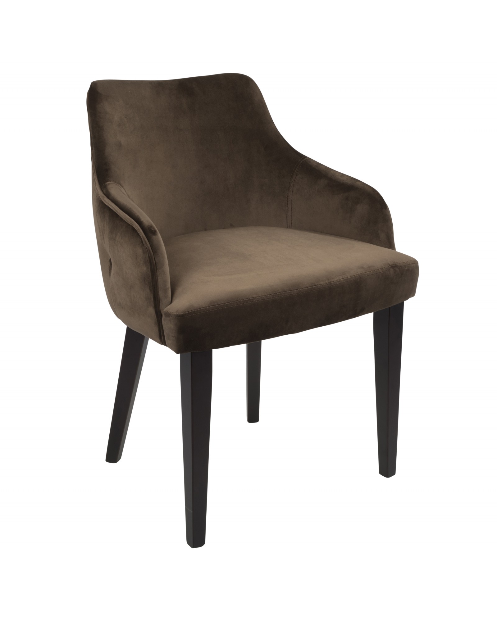 Eliza Contemporary Dining Chair in Espresso with Brown Velvet - Set of 2