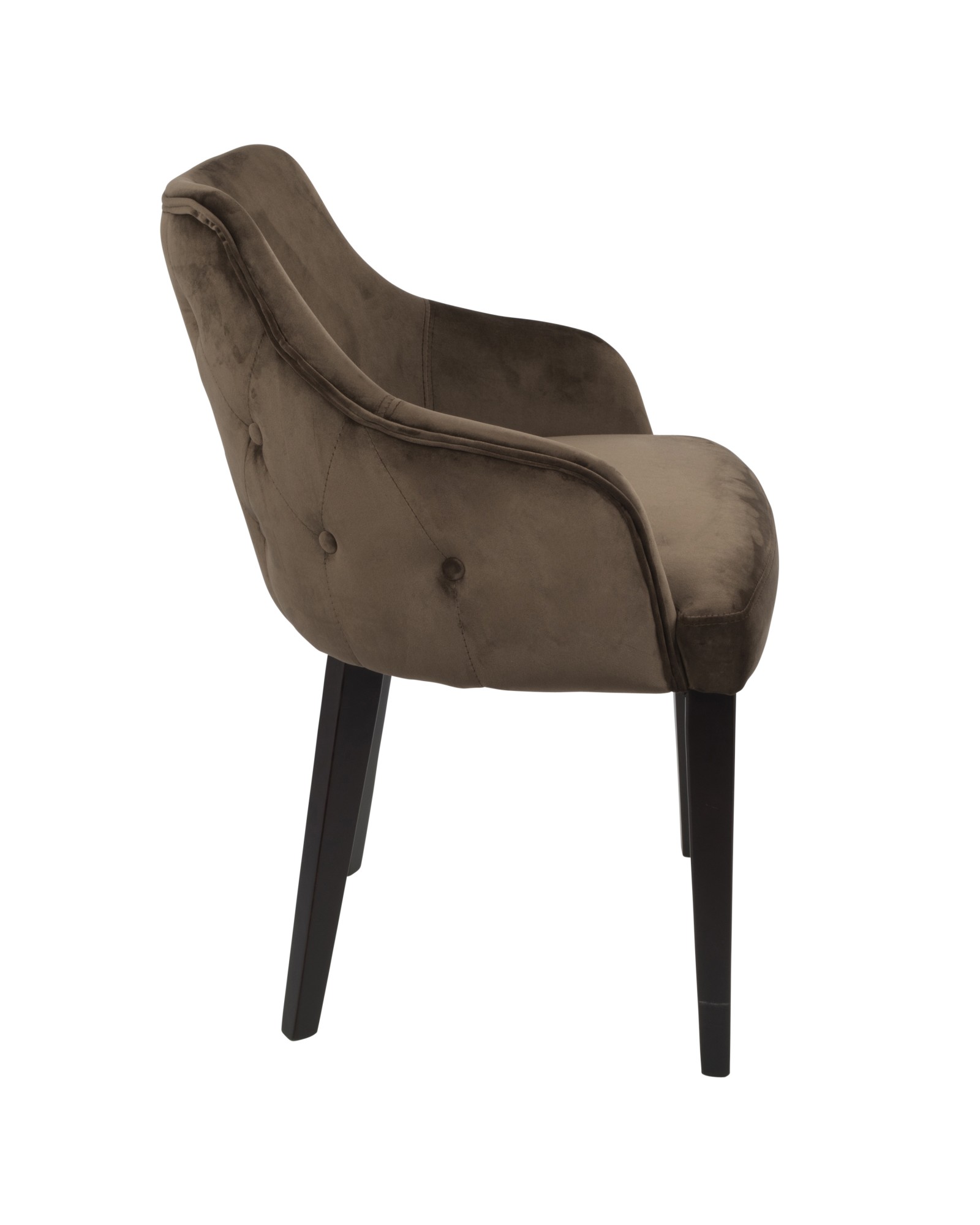 Eliza Contemporary Dining Chair in Espresso with Brown Velvet - Set of 2