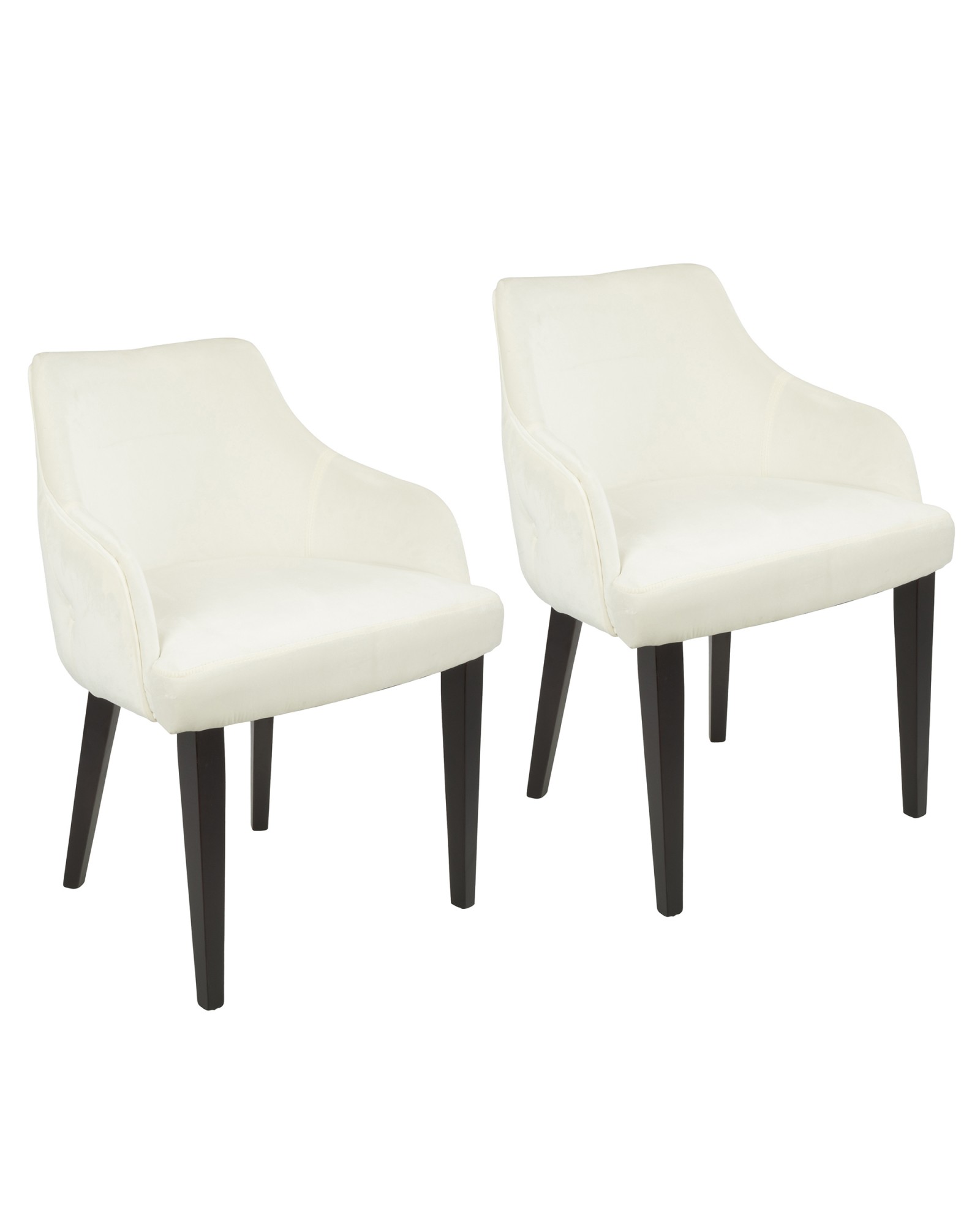 Eliza Contemporary Dining Chair in Espresso with Cream Velvet - Set of 2