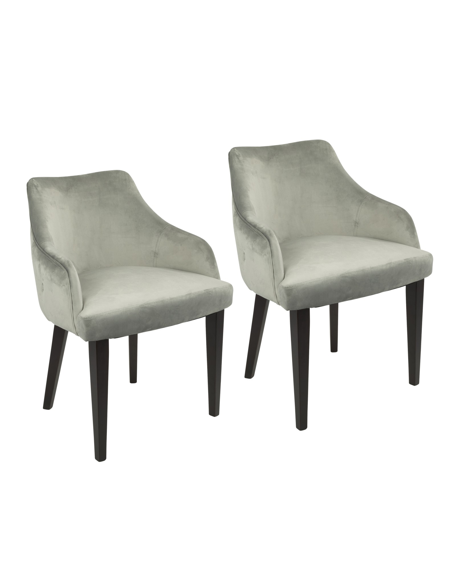 Eliza Contemporary Dining Chair in Espresso with Grey Velvet - Set of 2