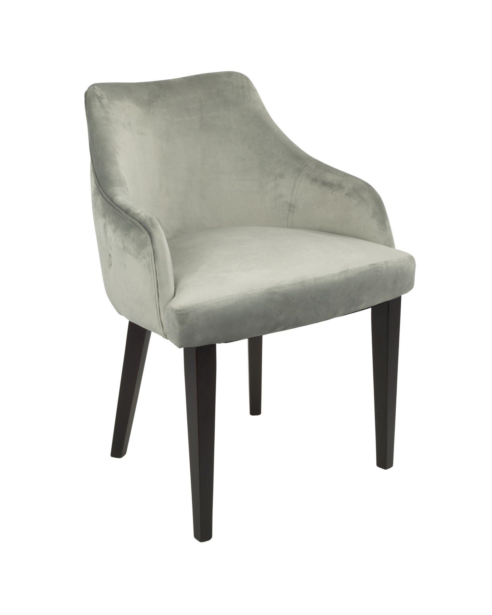 Eliza Contemporary Dining Chair in Espresso with Grey Velvet - Set of 2