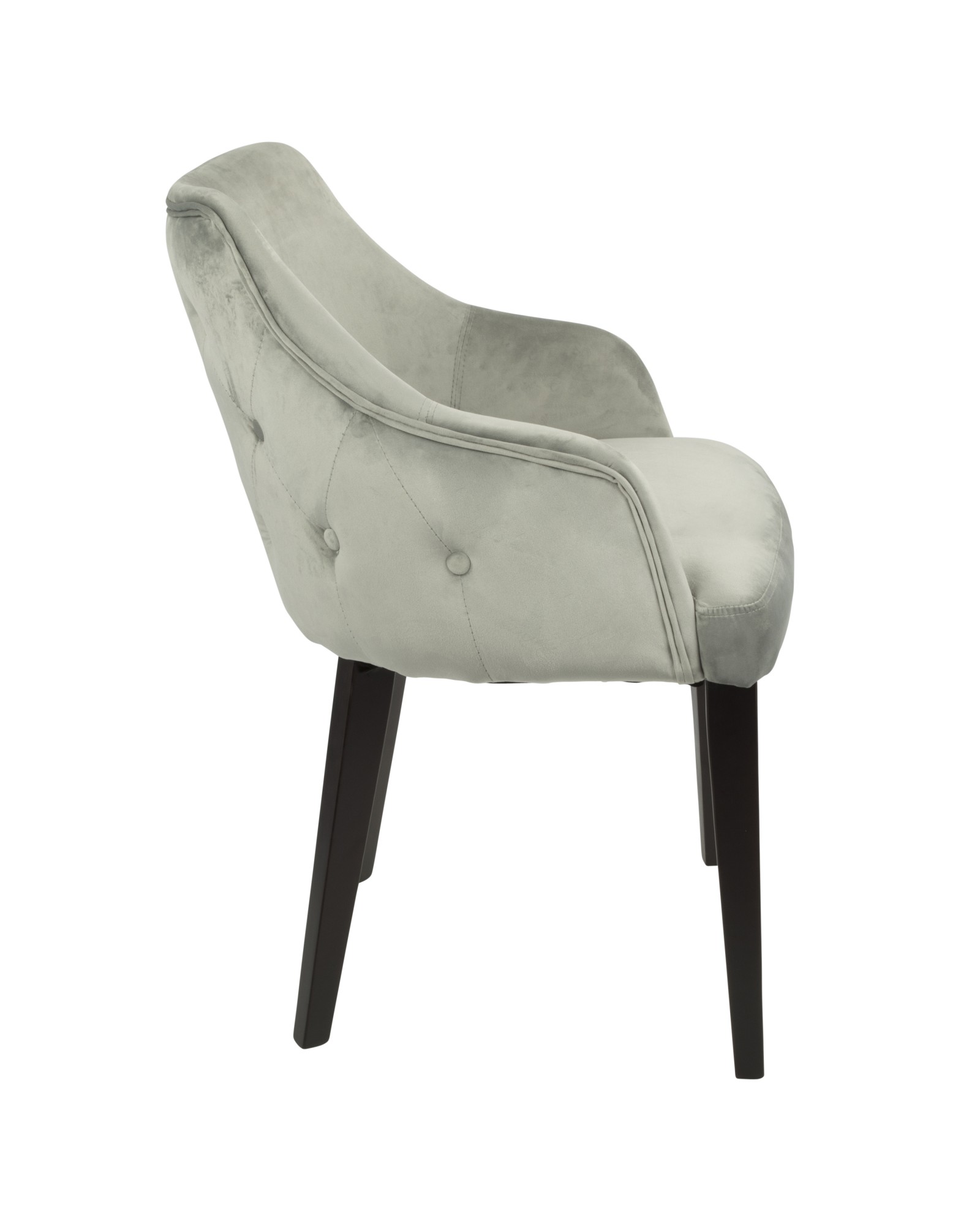 Eliza Contemporary Dining Chair in Espresso with Grey Velvet - Set of 2