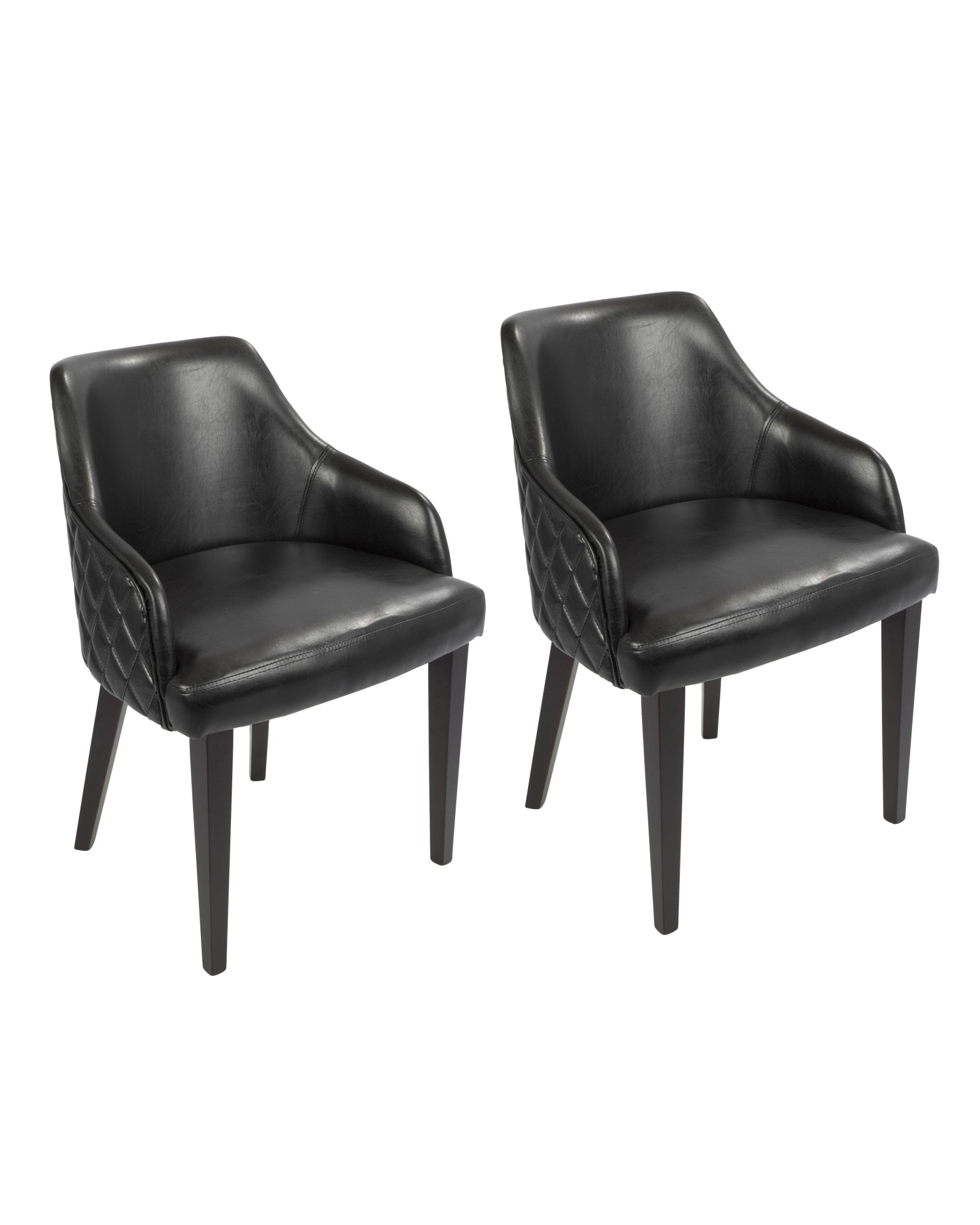 Esteban Contemporary Dining Chair in Espresso with Black Faux Leather - Set of 2