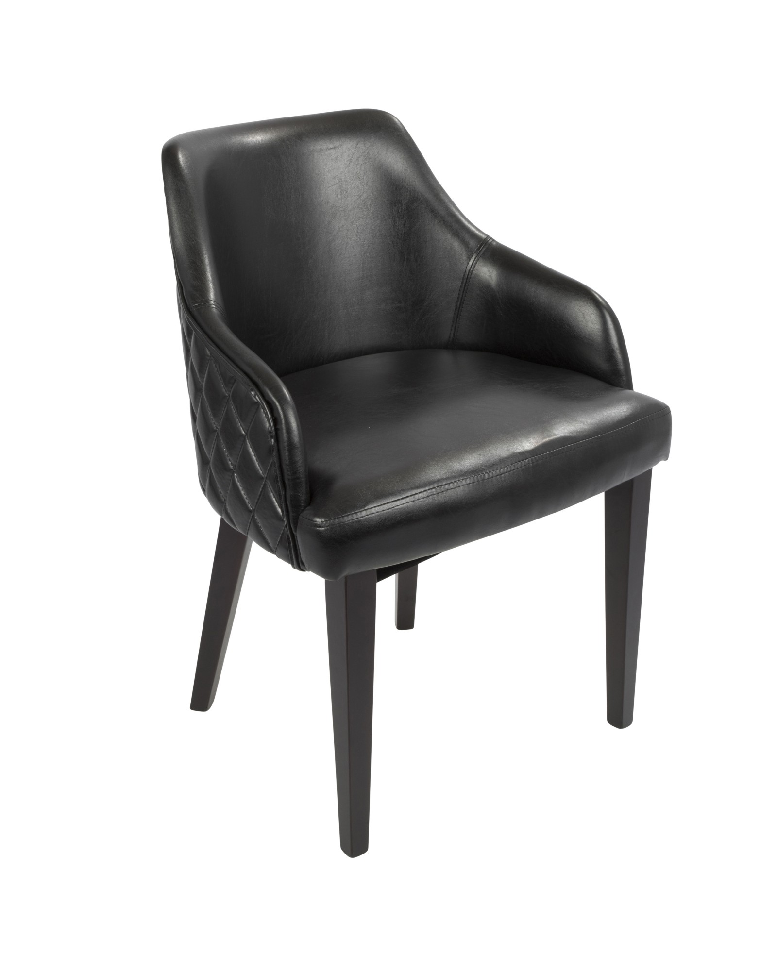 Esteban Contemporary Dining Chair in Espresso with Black Faux Leather - Set of 2