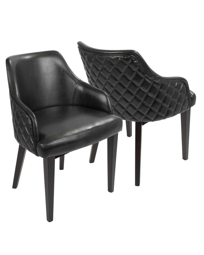 Esteban Contemporary Dining Chair in Espresso with Black Faux Leather - Set of 2