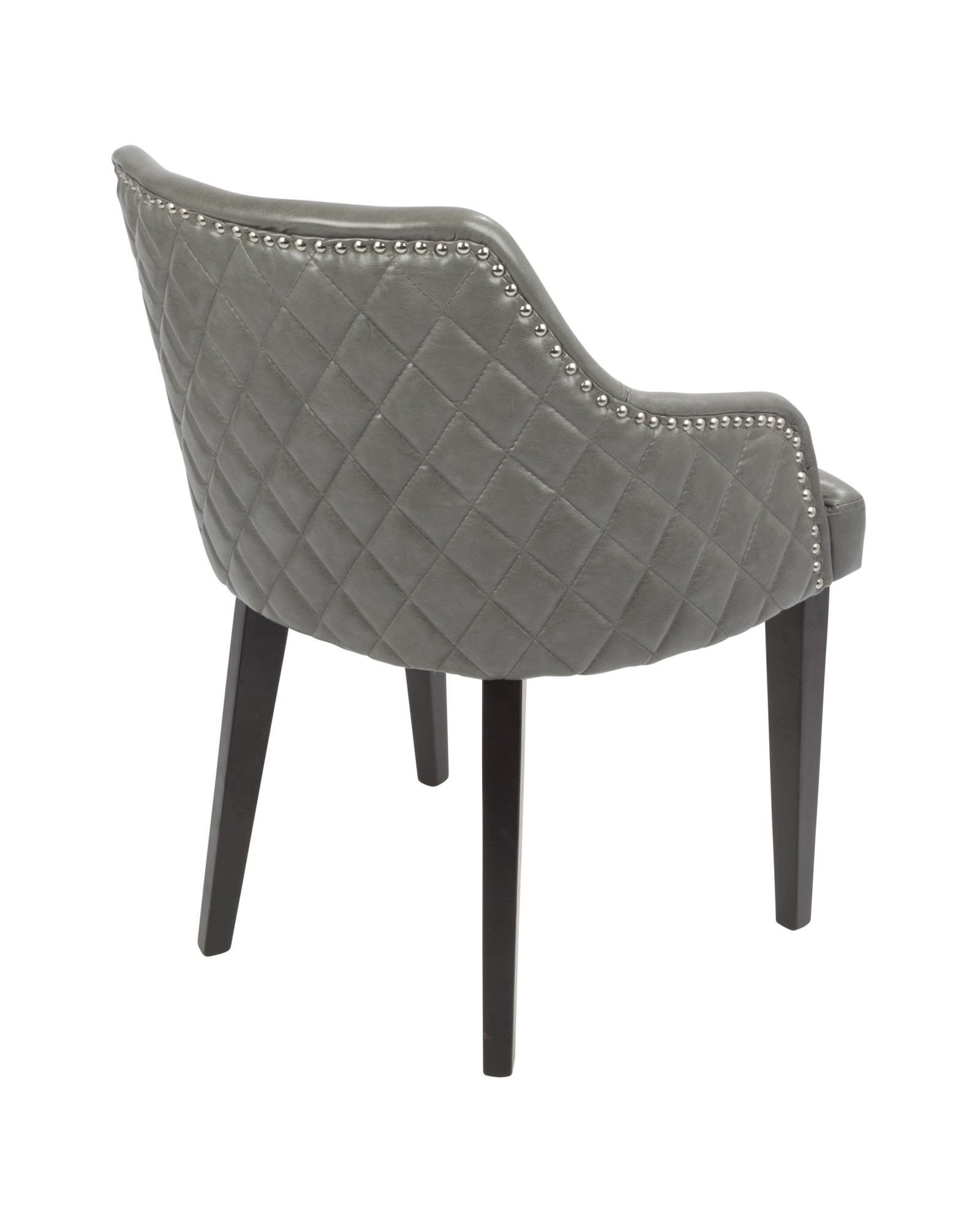 Esteban Contemporary Dining Chair with Chrome Studded Trim in Espresso with Grey Faux Leather - Set of 2