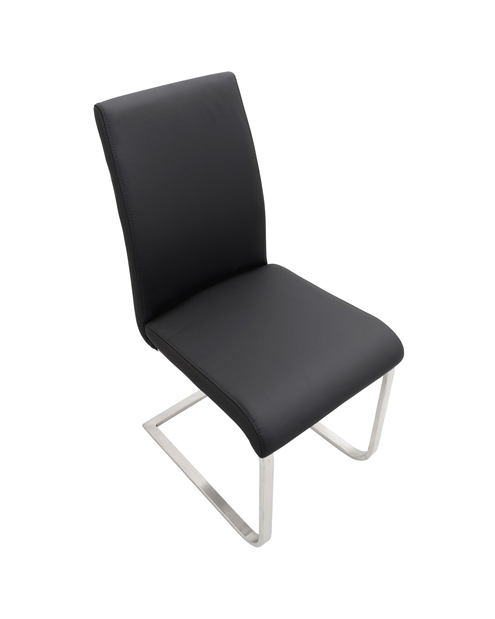 Foster Contemporary Dining Chair in Black Faux Leather - Set of 2