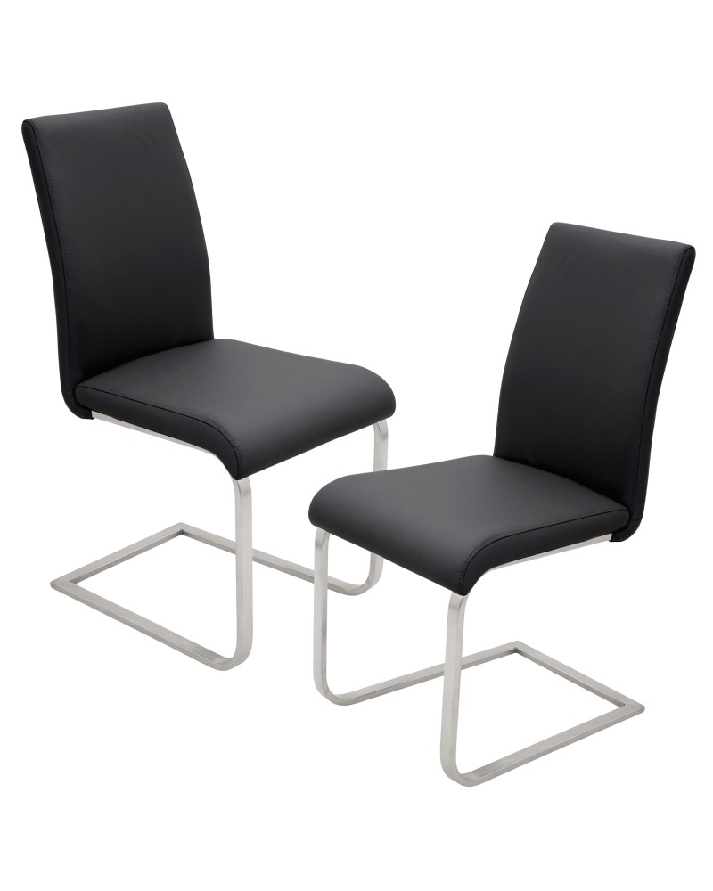 Foster Contemporary Dining Chair in Black Faux Leather - Set of 2