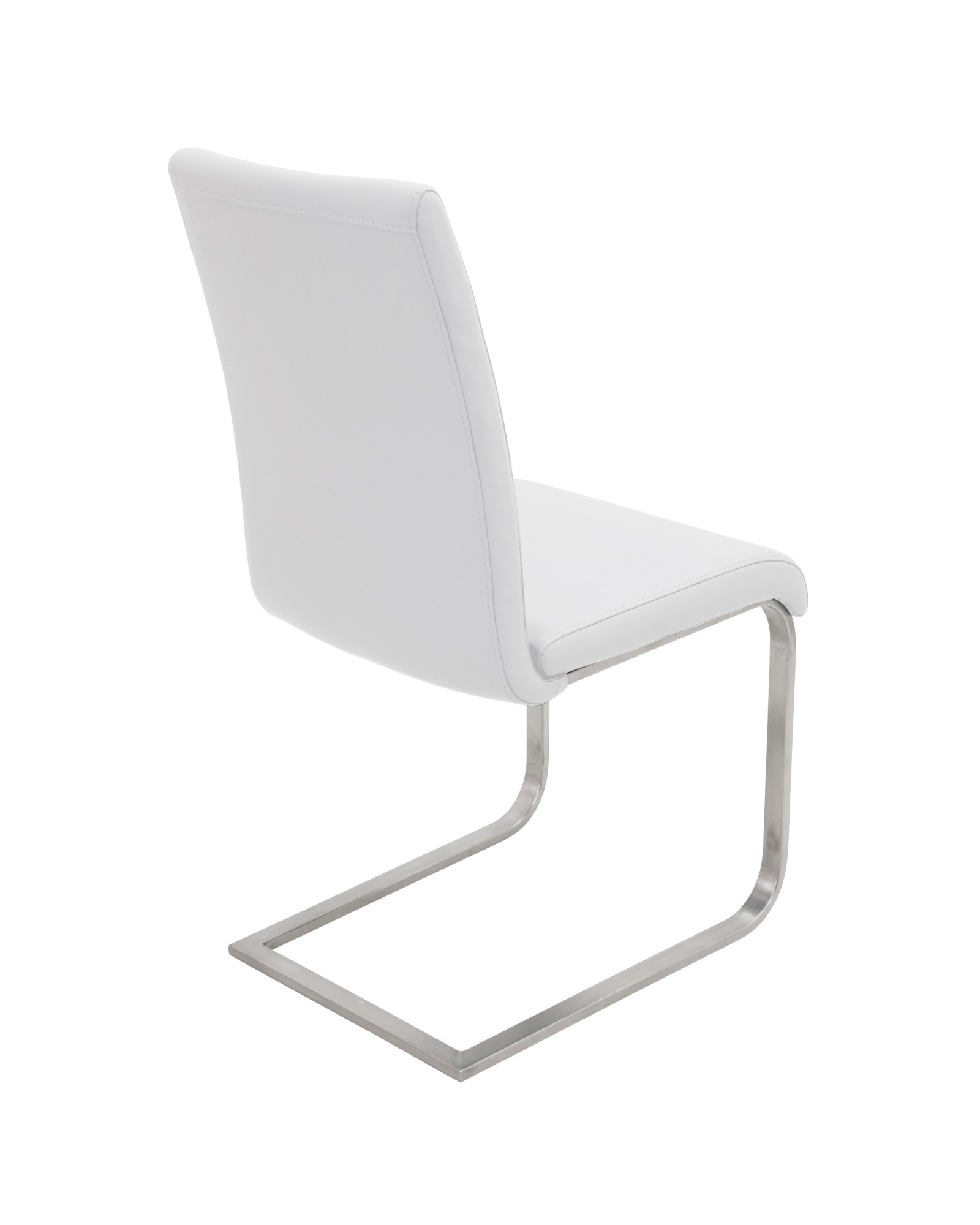 Foster Contemporary Dining Chair in White Faux Leather - Set of 2