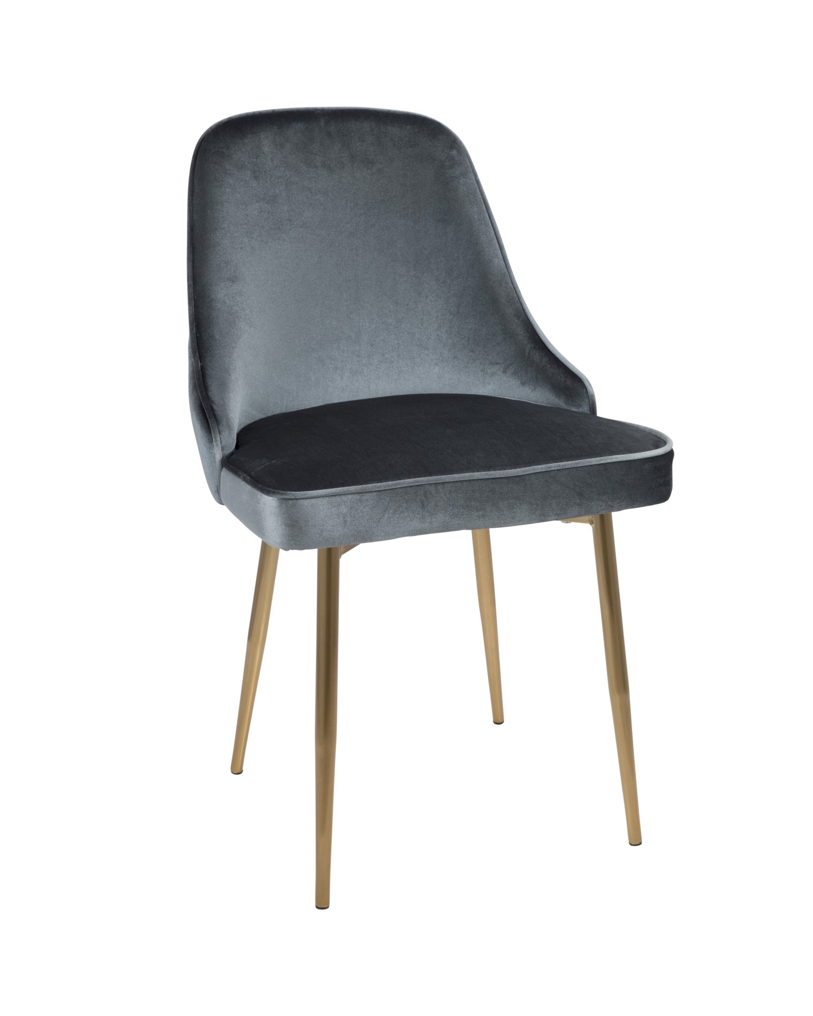 Marcel Contemporary Dining Chair with Gold Frame and Blue Velvet Fabric - Set of 2
