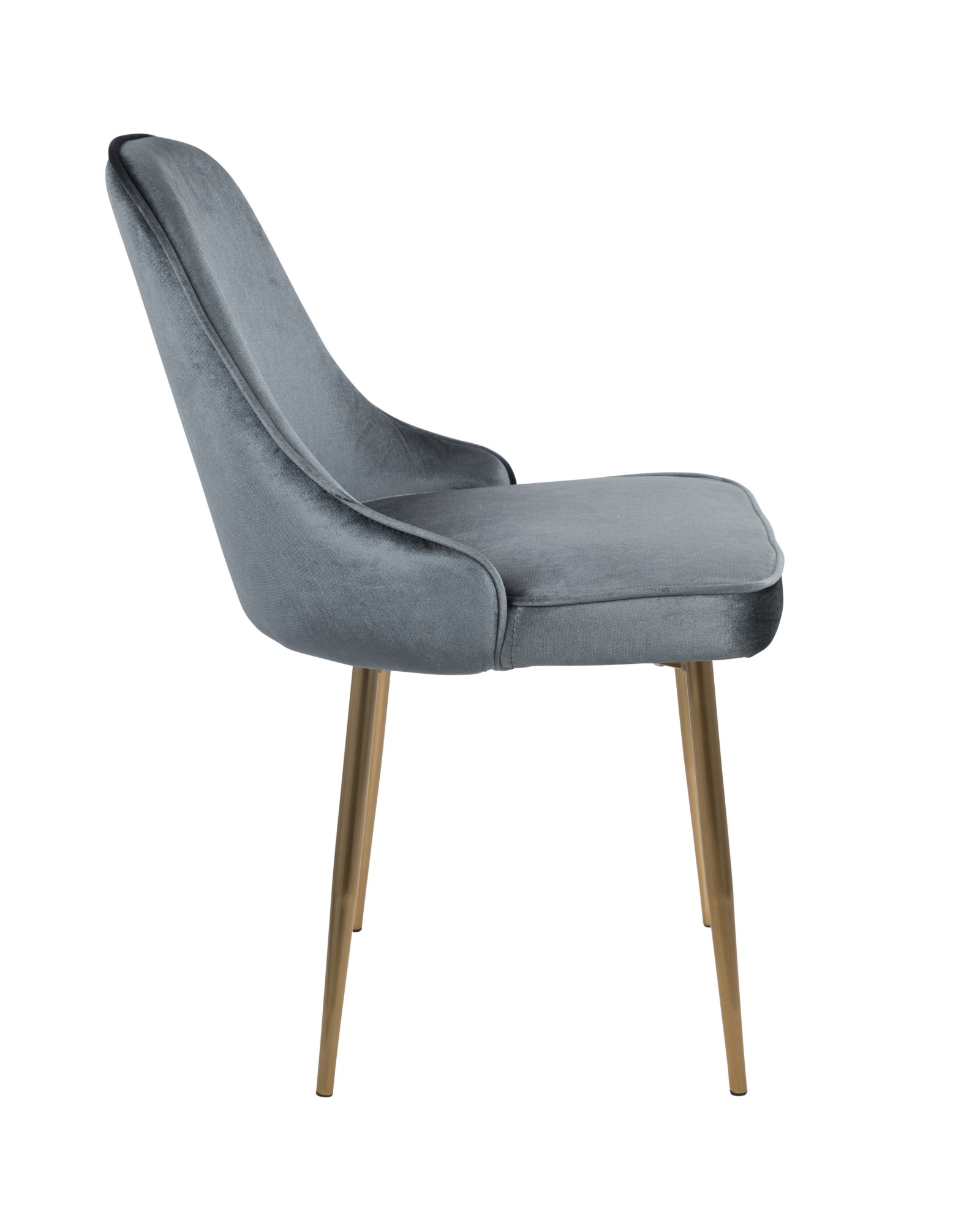 Marcel Contemporary Dining Chair with Gold Frame and Blue Velvet Fabric - Set of 2