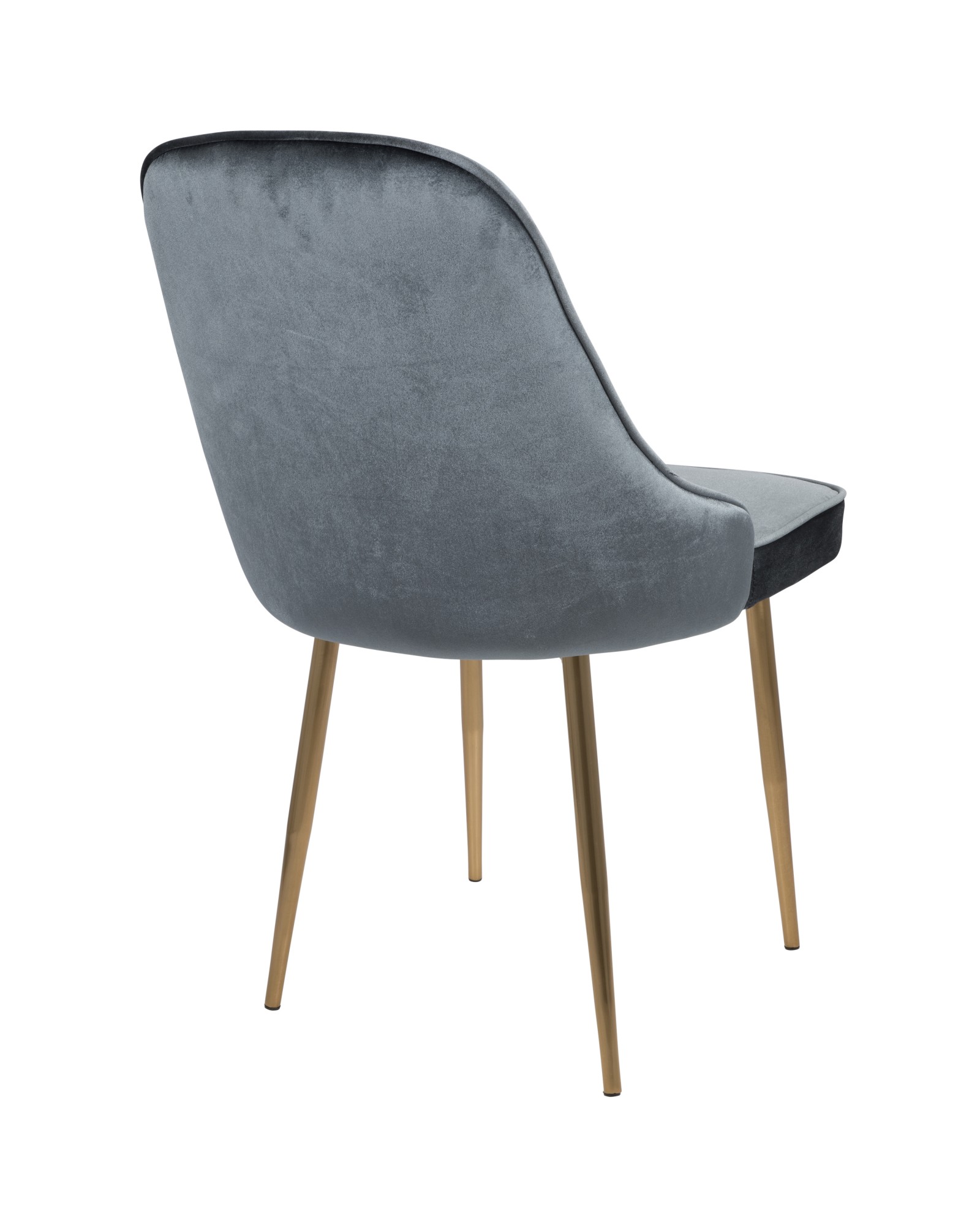 Marcel Contemporary Dining Chair with Gold Frame and Blue Velvet Fabric - Set of 2