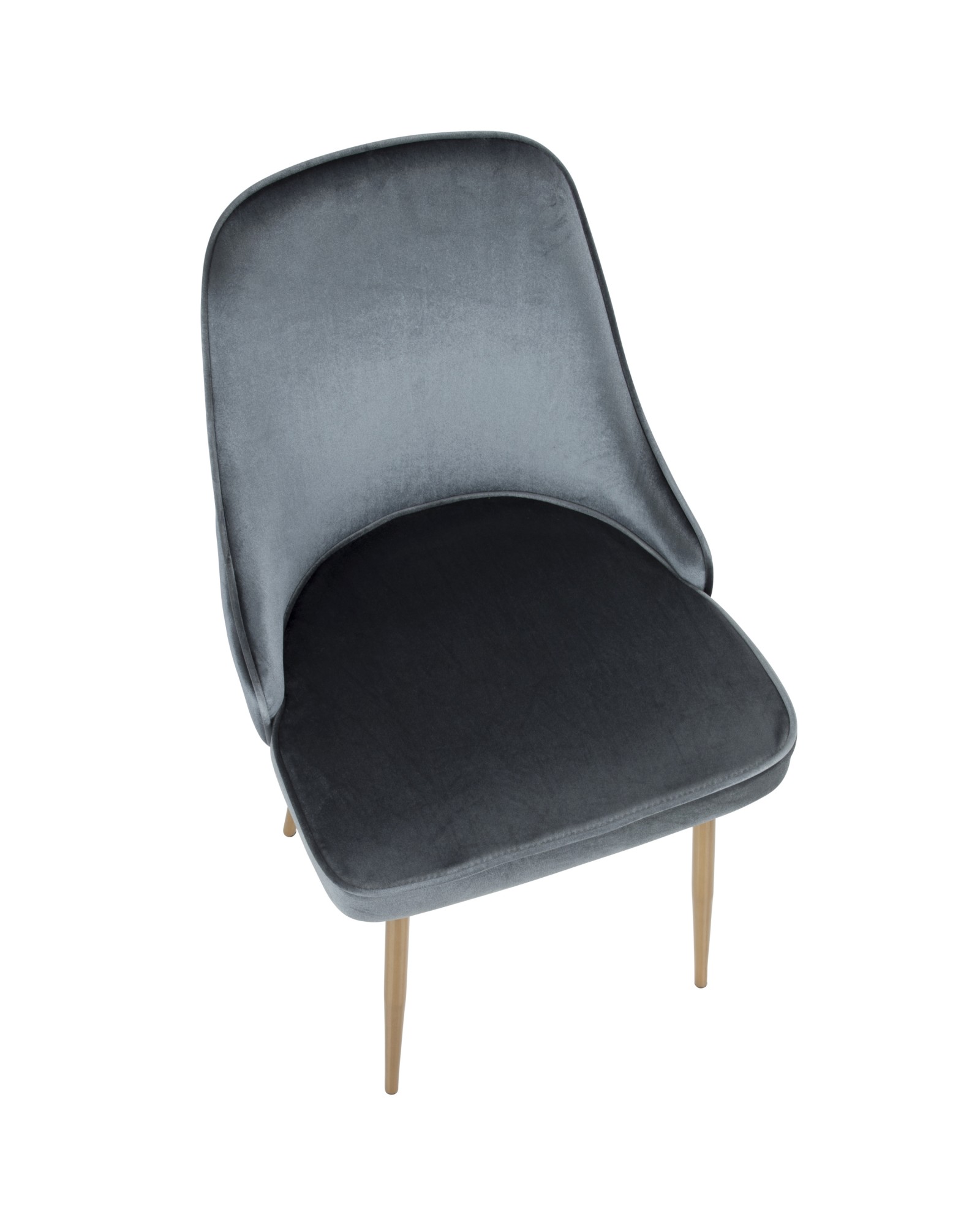 Marcel Contemporary Dining Chair with Gold Frame and Blue Velvet Fabric - Set of 2