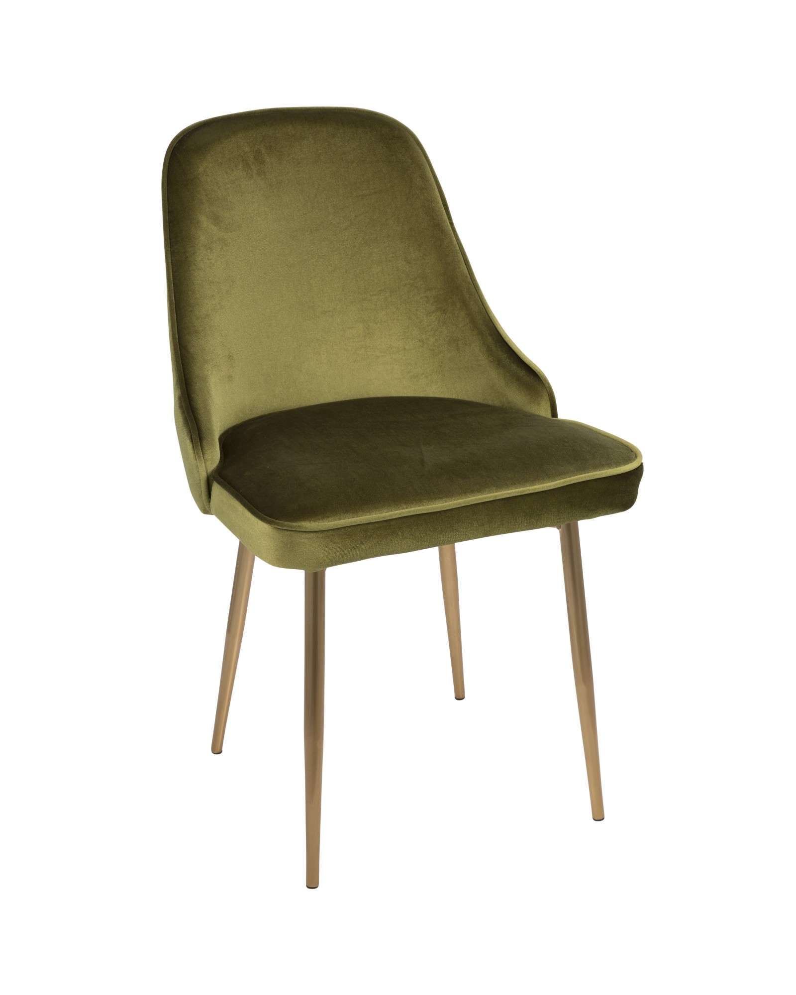 Marcel Contemporary Dining Chair with Gold Frame and Green Velvet Fabric - Set of 2