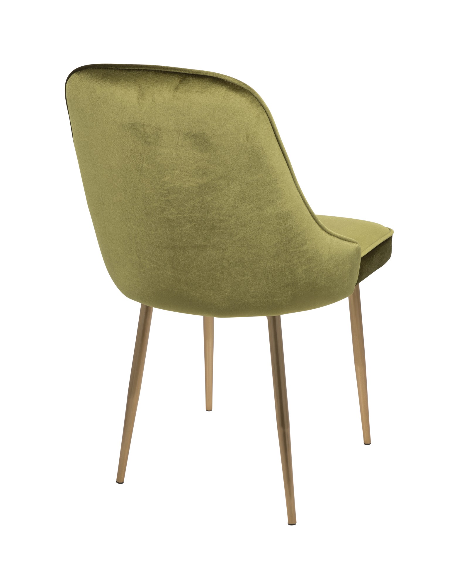 Marcel Contemporary Dining Chair with Gold Frame and Green Velvet Fabric - Set of 2