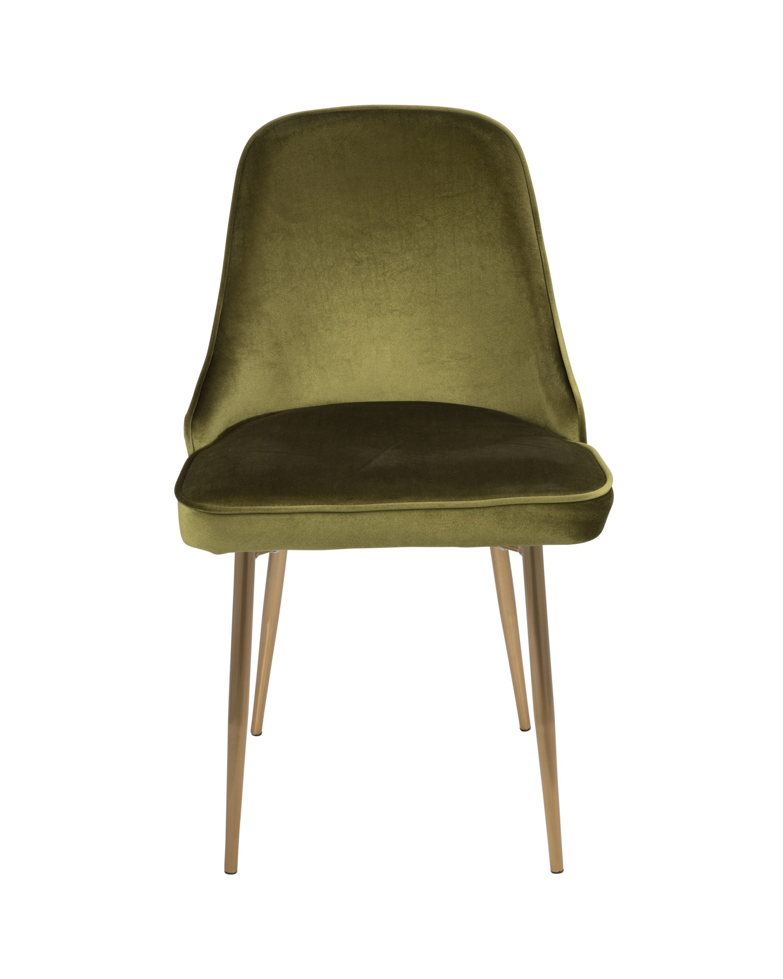 Marcel Contemporary Dining Chair with Gold Frame and Green Velvet Fabric - Set of 2