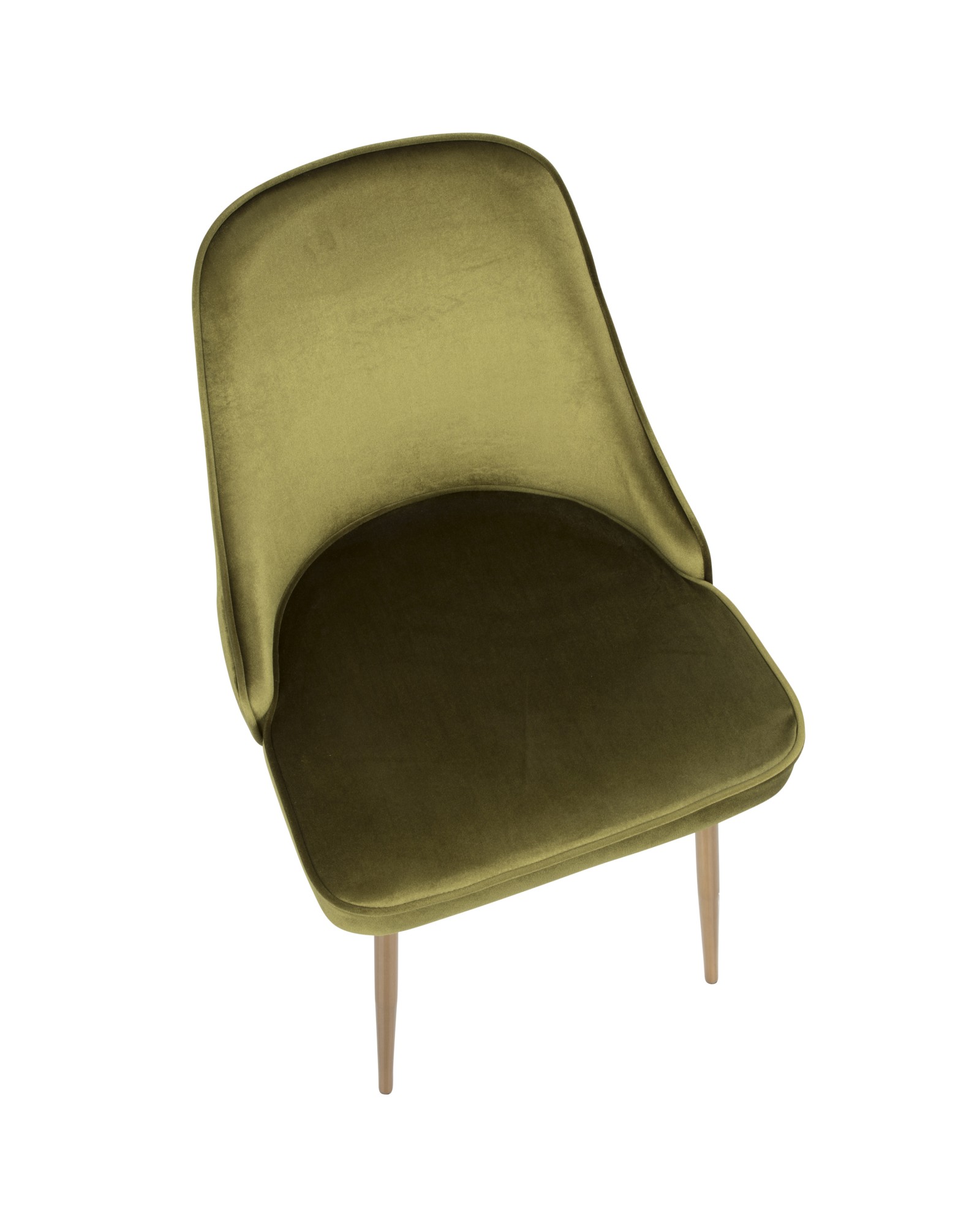 Marcel Contemporary Dining Chair with Gold Frame and Green Velvet Fabric - Set of 2