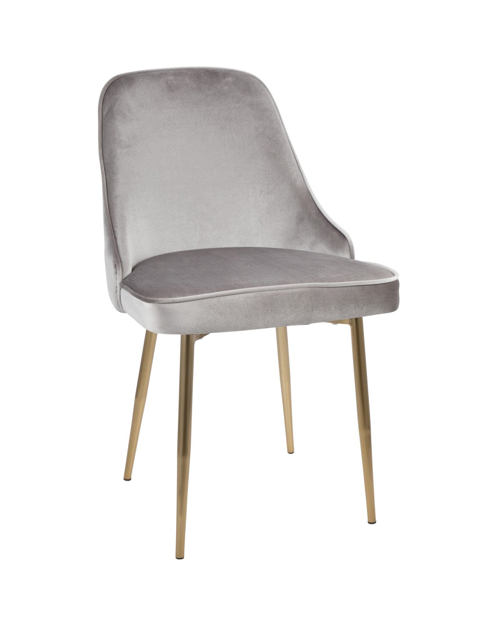 Marcel Contemporary Dining Chair with Gold Frame and Silver Velvet Fabric - Set of 2