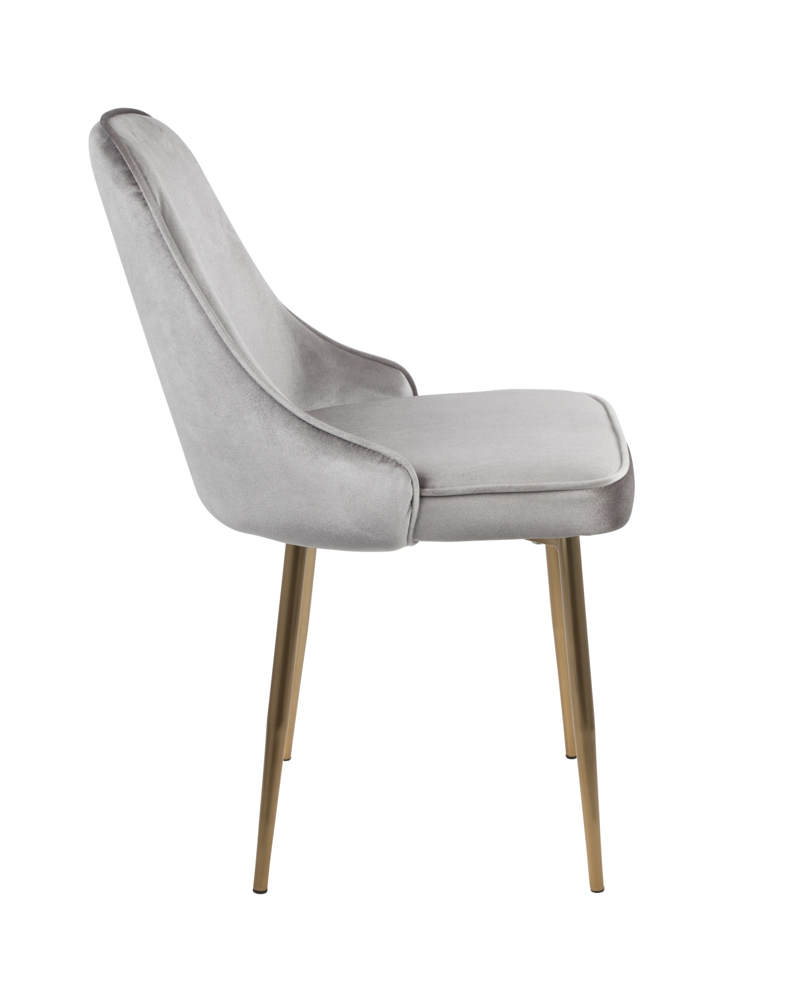 Marcel Contemporary Dining Chair with Gold Frame and Silver Velvet Fabric - Set of 2