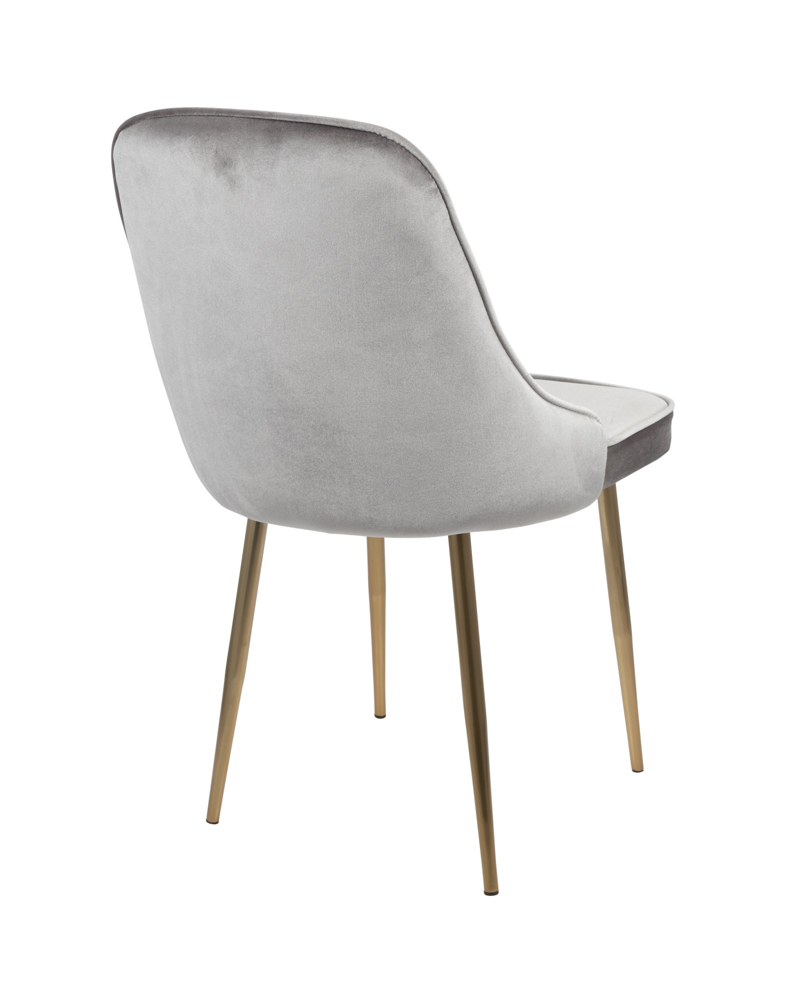 Marcel Contemporary Dining Chair with Gold Frame and Silver Velvet Fabric - Set of 2