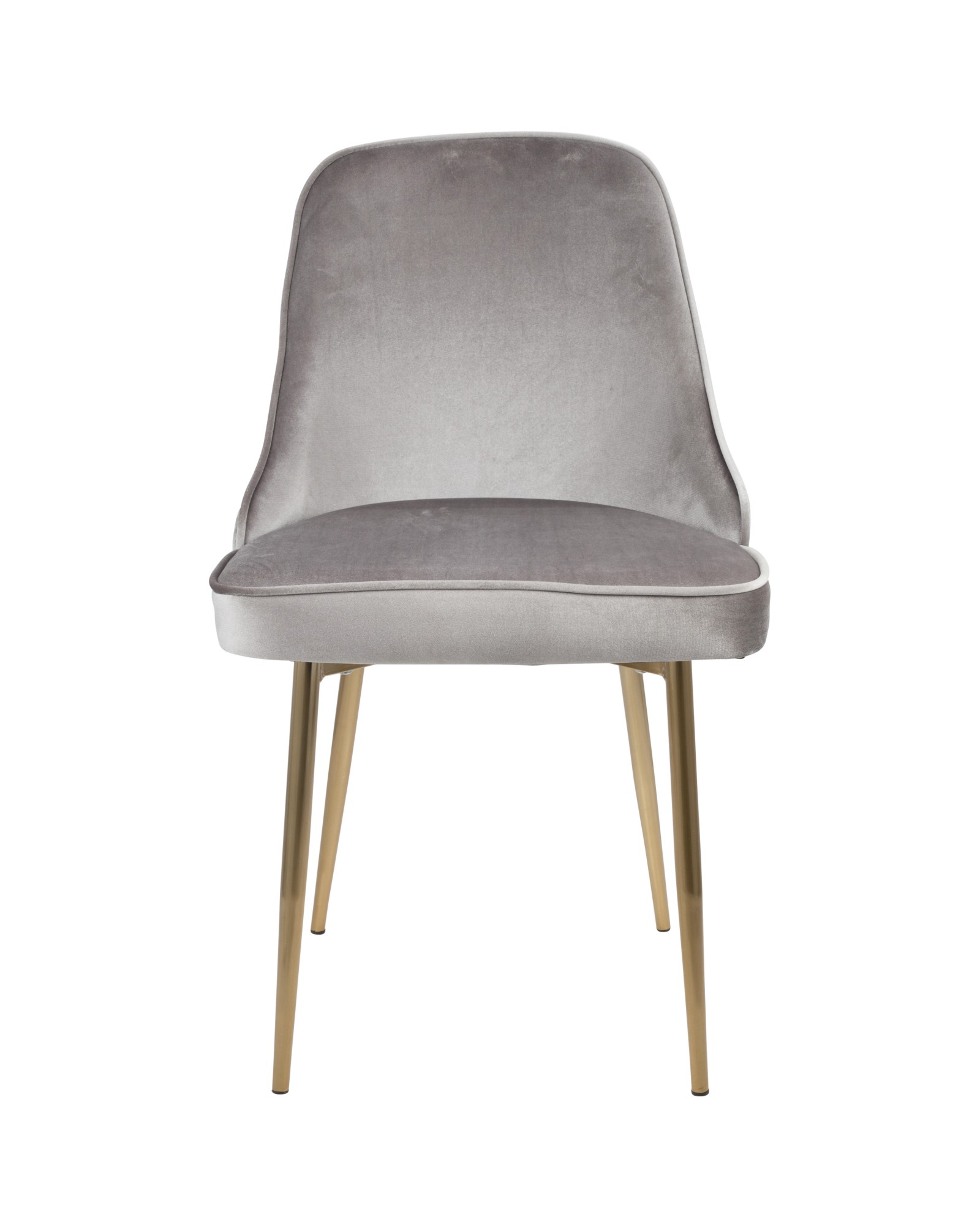 Marcel Contemporary Dining Chair with Gold Frame and Silver Velvet Fabric - Set of 2