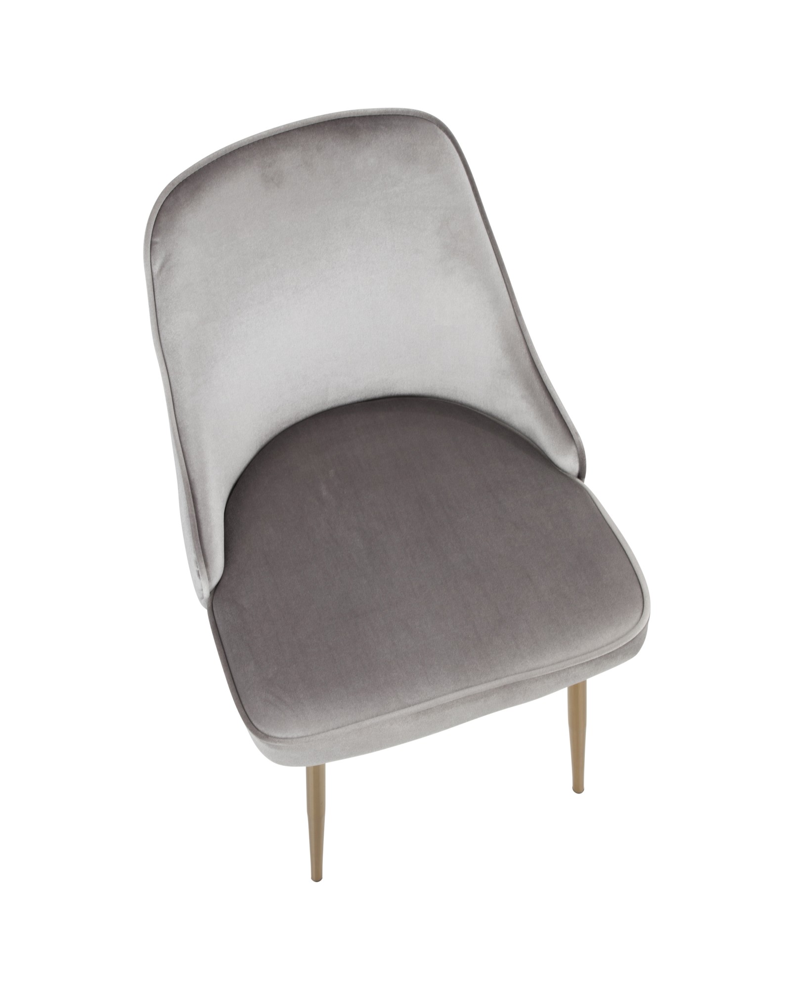 Marcel Contemporary Dining Chair with Gold Frame and Silver Velvet Fabric - Set of 2