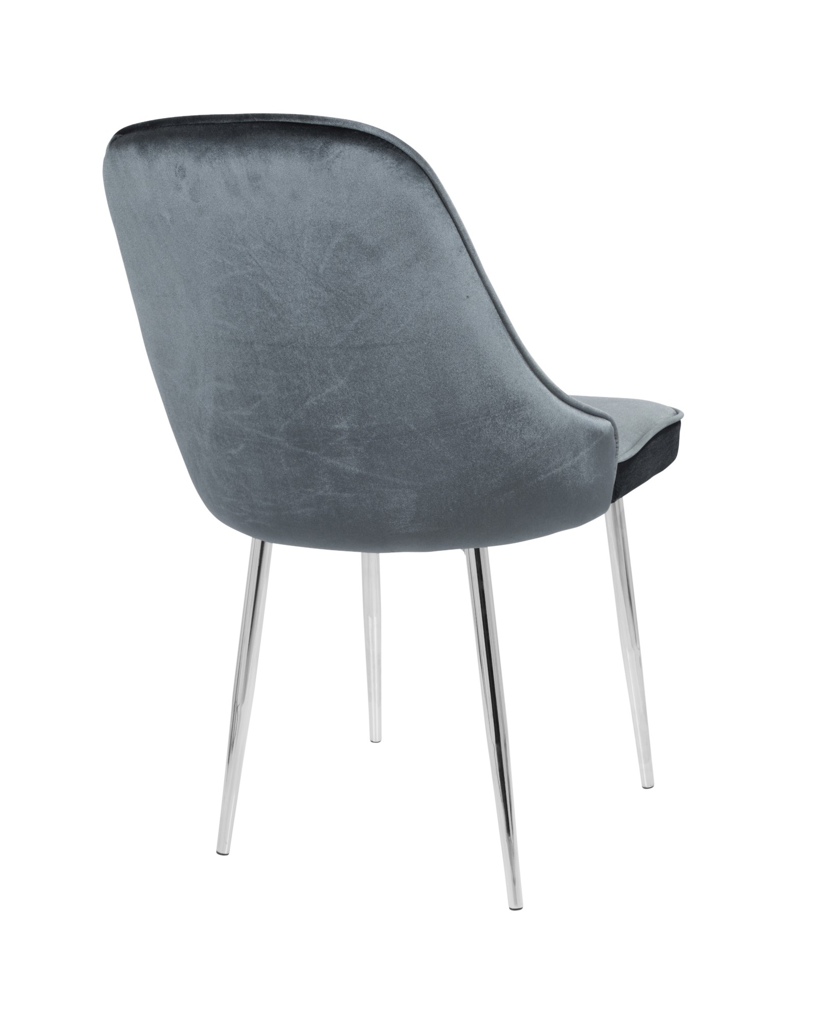 Marcel Contemporary Dining Chair with Chrome Frame and Blue Velvet Fabric - Set of 2