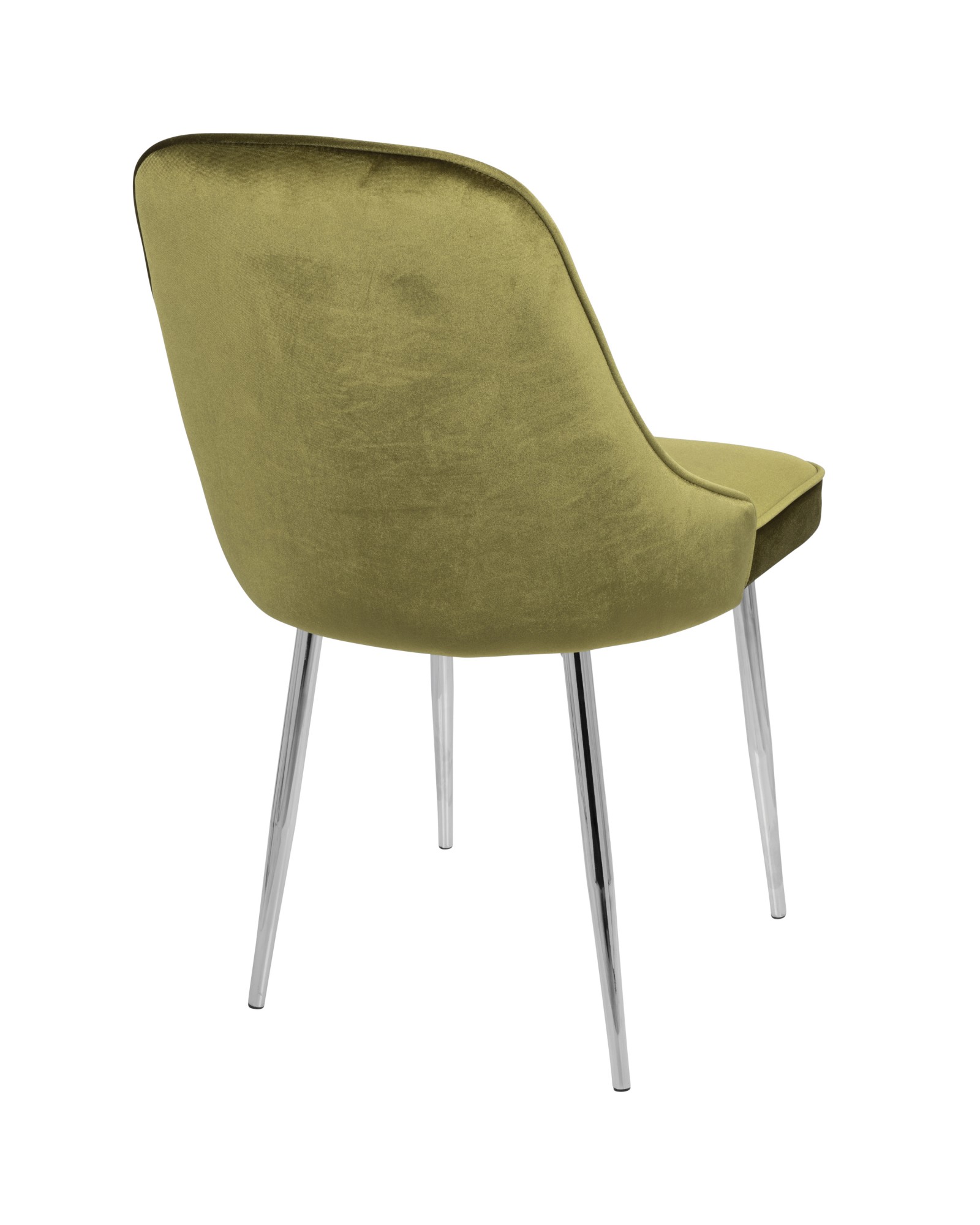 Marcel Contemporary Dining Chair with Chrome Frame and Green Velvet Fabric - Set of 2