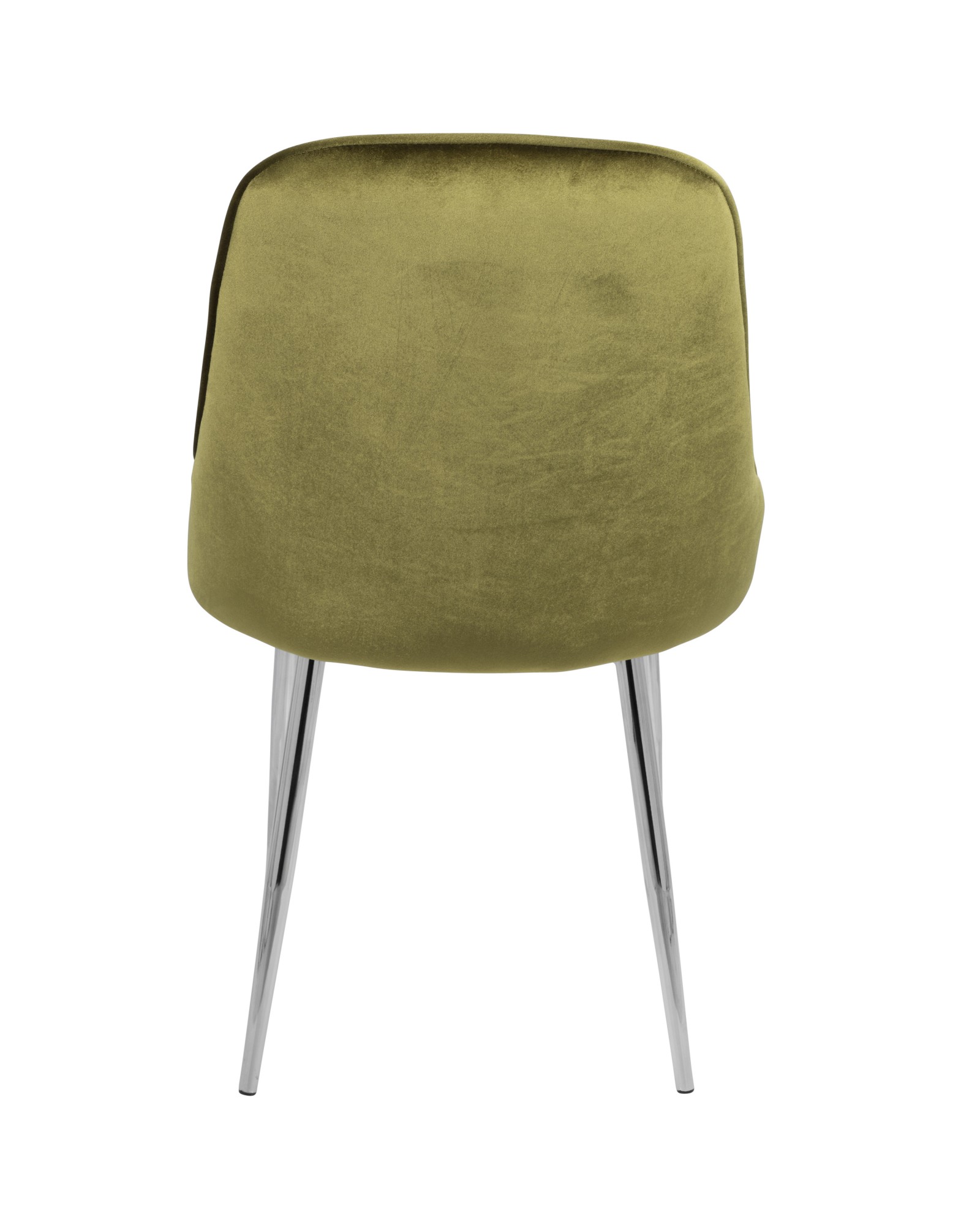 Marcel Contemporary Dining Chair with Chrome Frame and Green Velvet Fabric - Set of 2