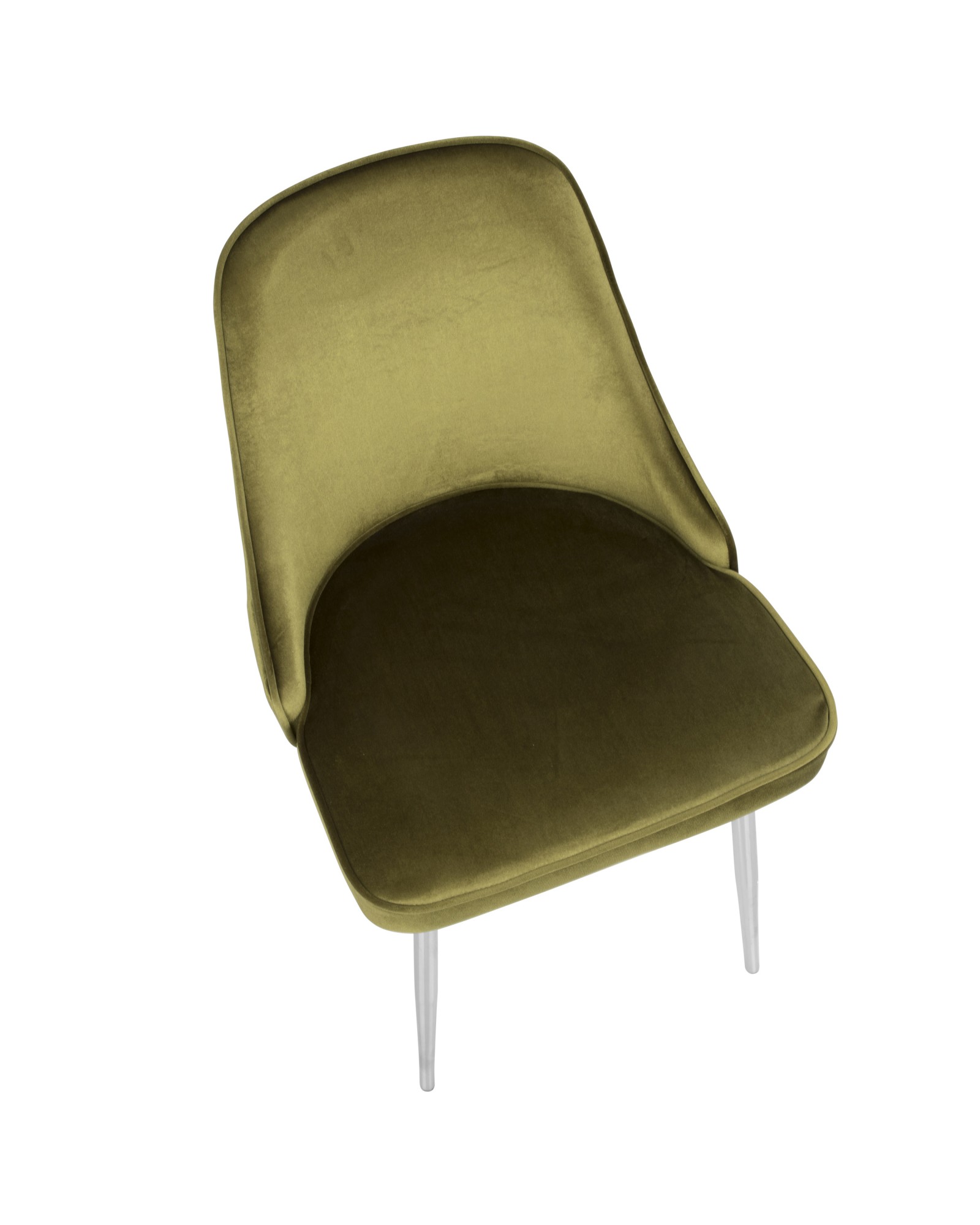 Marcel Contemporary Dining Chair with Chrome Frame and Green Velvet Fabric - Set of 2