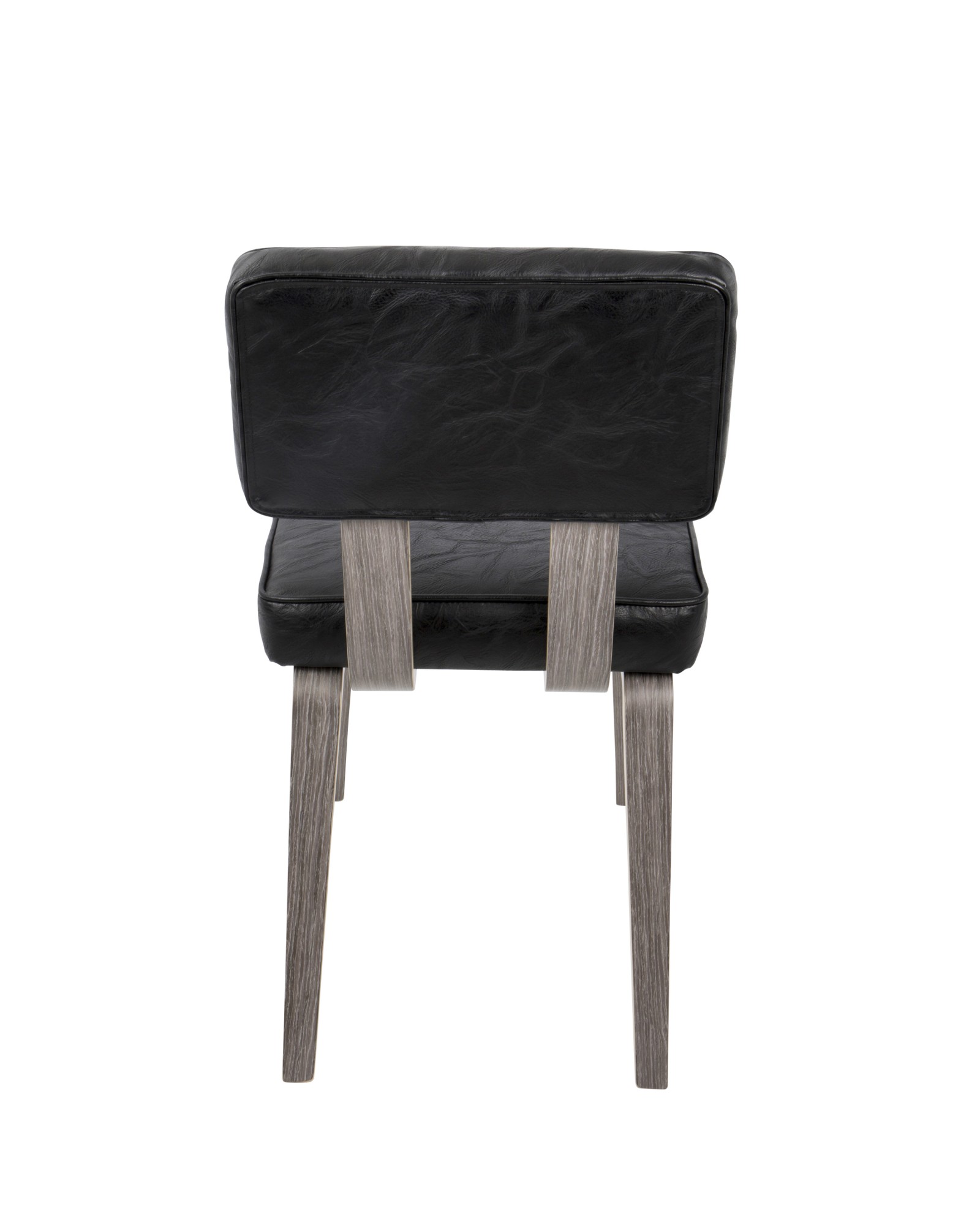 Nunzio Mid-Century Modern Dining Chair in Light Grey Wood and Black Faux Leather - Set of 2