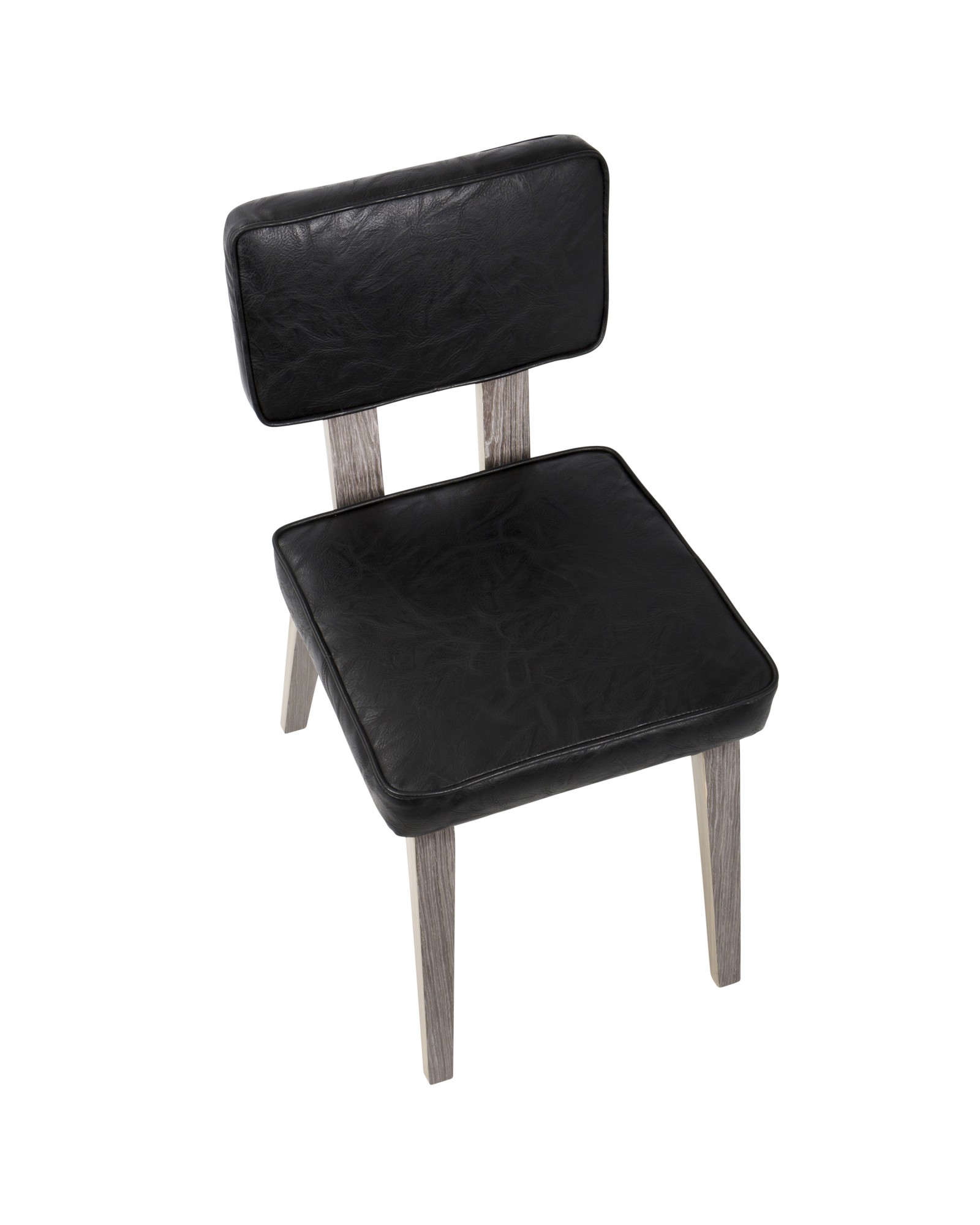 Nunzio Mid-Century Modern Dining Chair in Light Grey Wood and Black Faux Leather - Set of 2